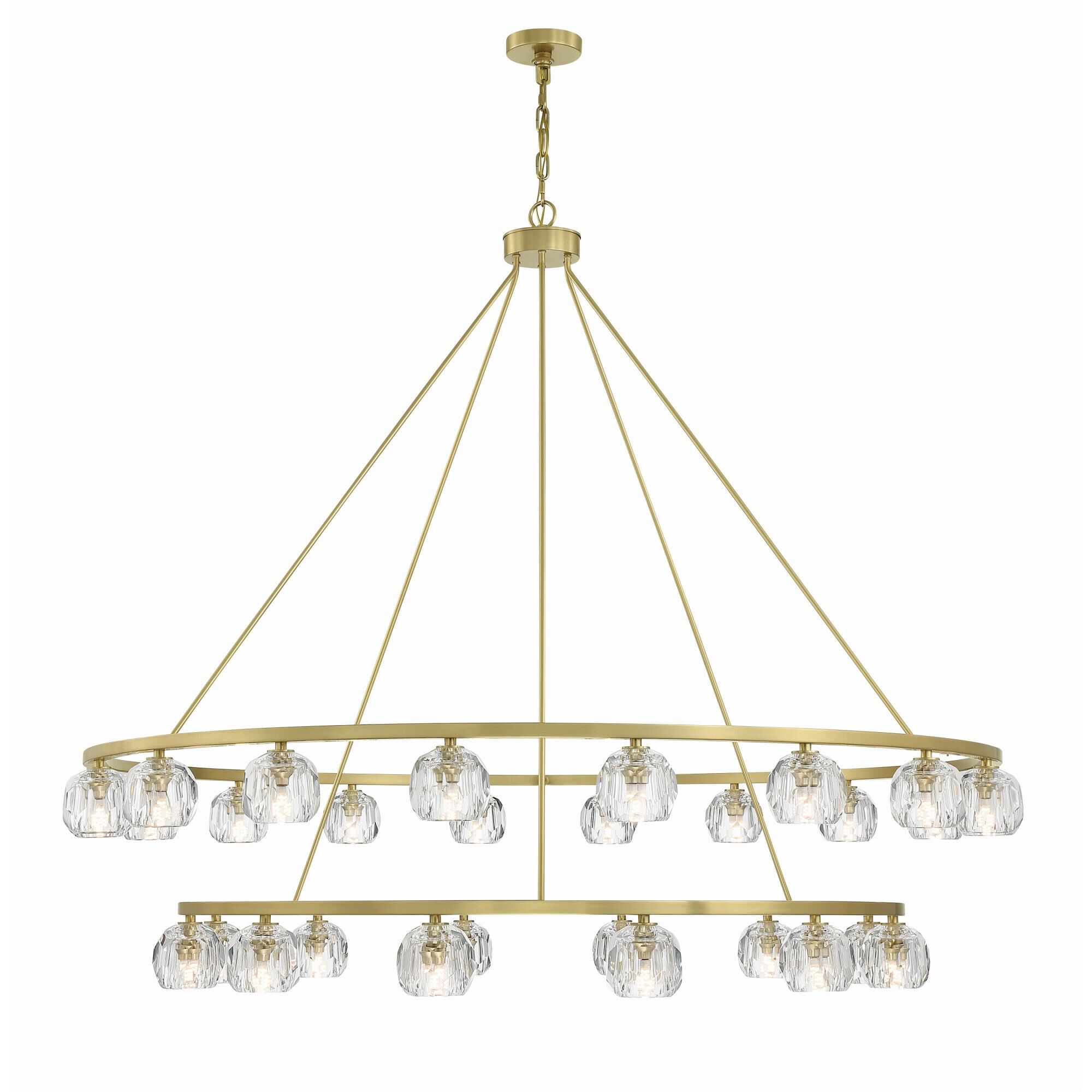 Shown in Soft Brass finish and Faceted Cut crystal and Crystal glass and Crystal shade