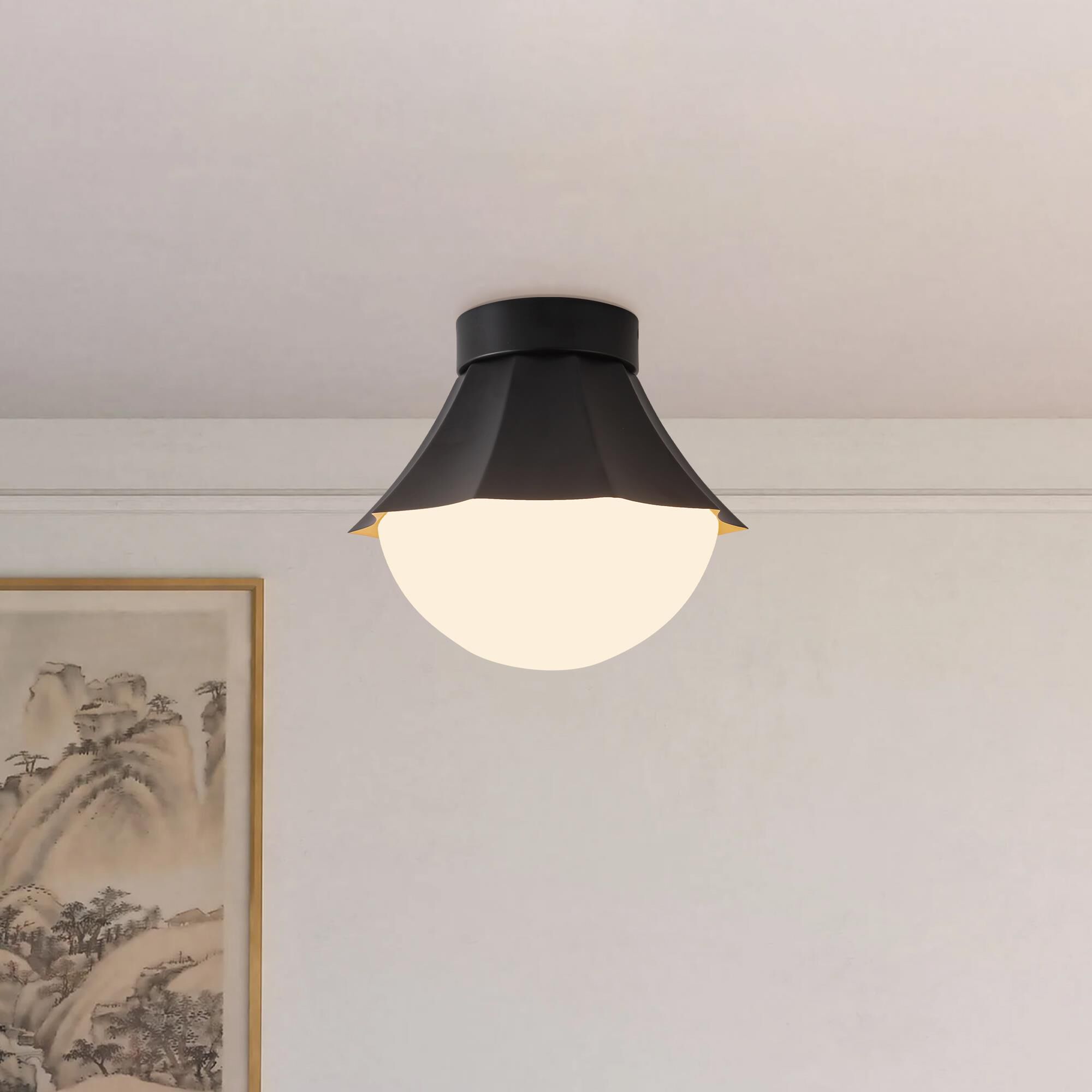 Shown in Matte Black finish and Matte Opal glass