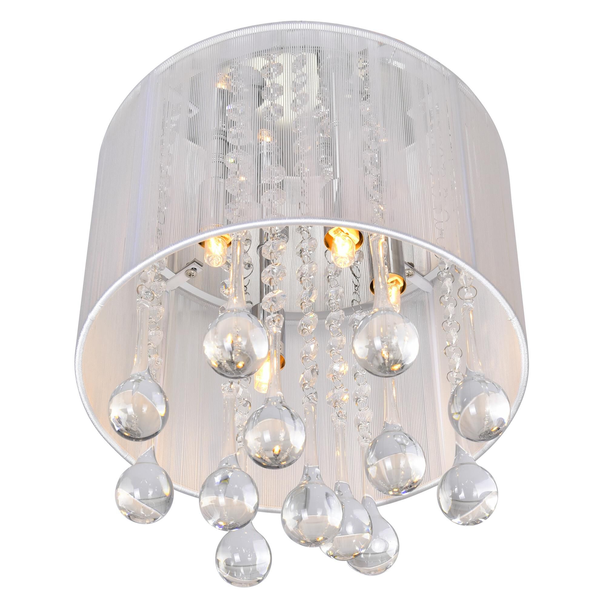 Shown in Chrome finish and K9 Clear crystal and White shade