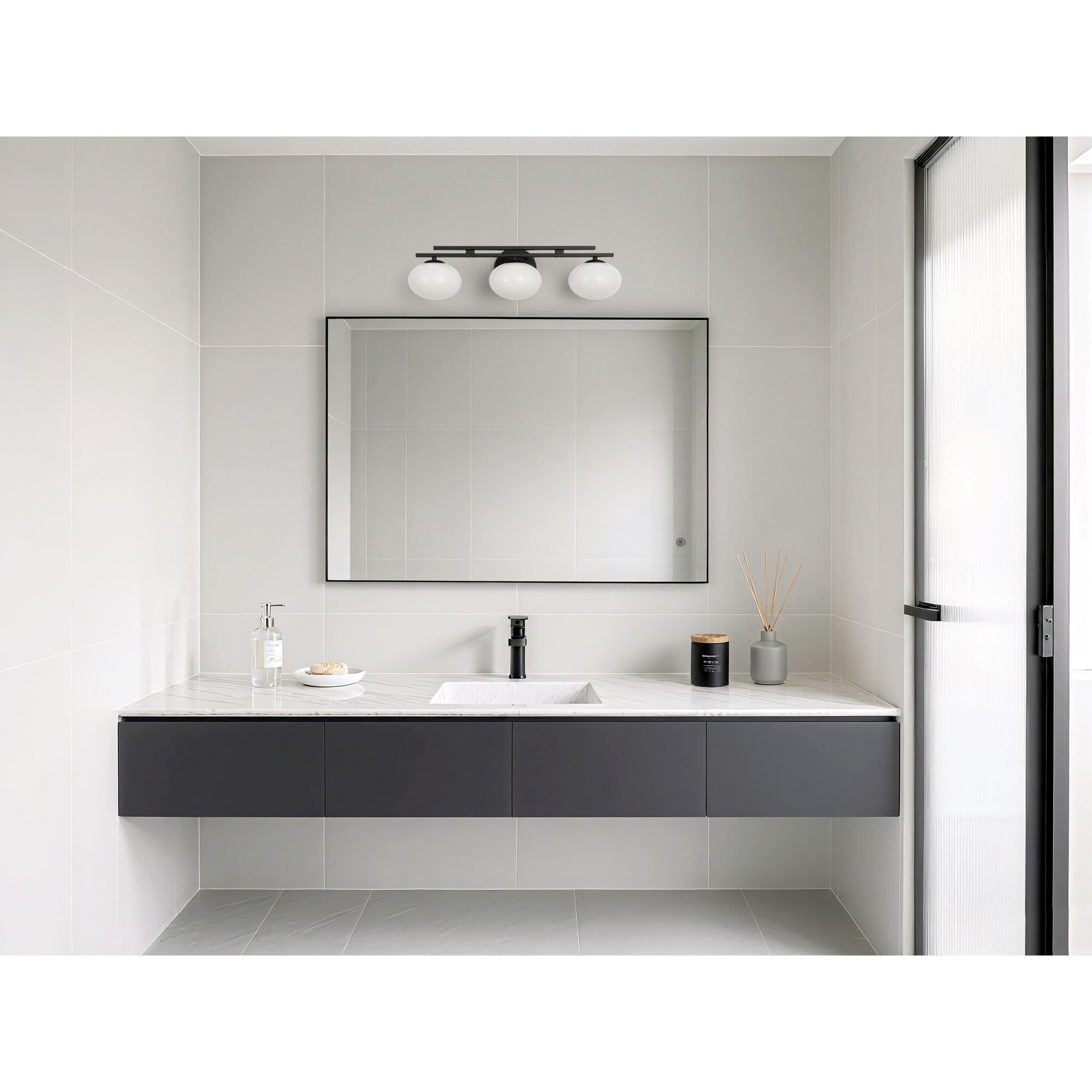 Shown in Matte Black finish and Opal glass