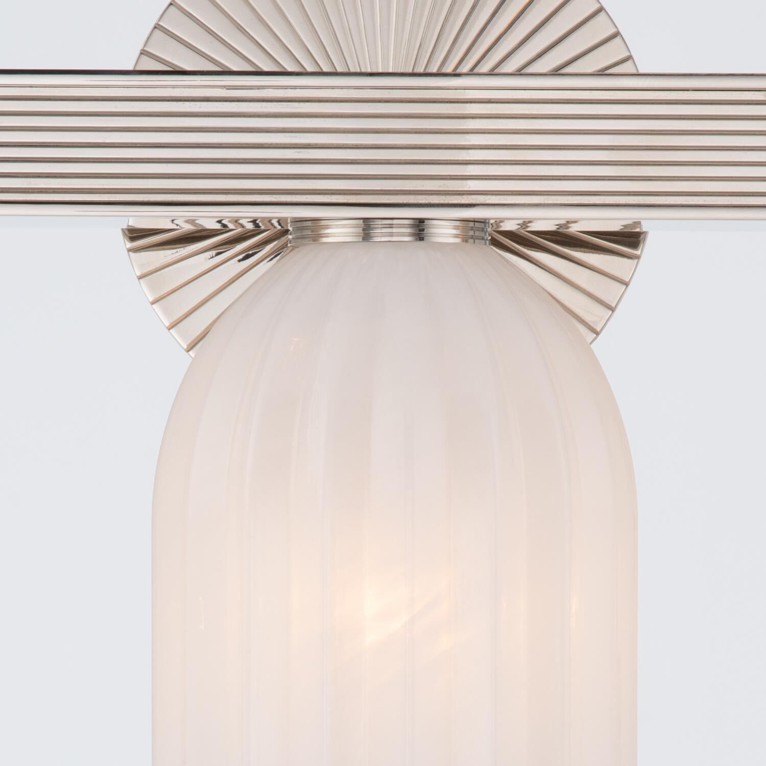 Shown in Polished Nickel finish and Strie glass and Strie Glass shade
