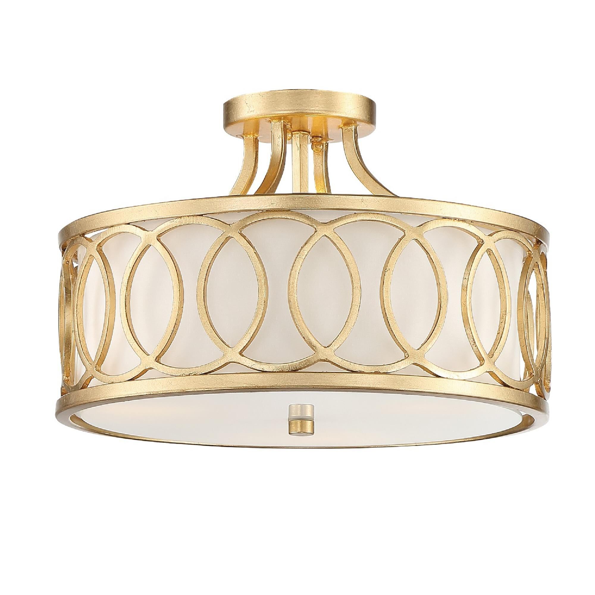 Shown in Antique Gold finish and Linen glass and Linen shade
