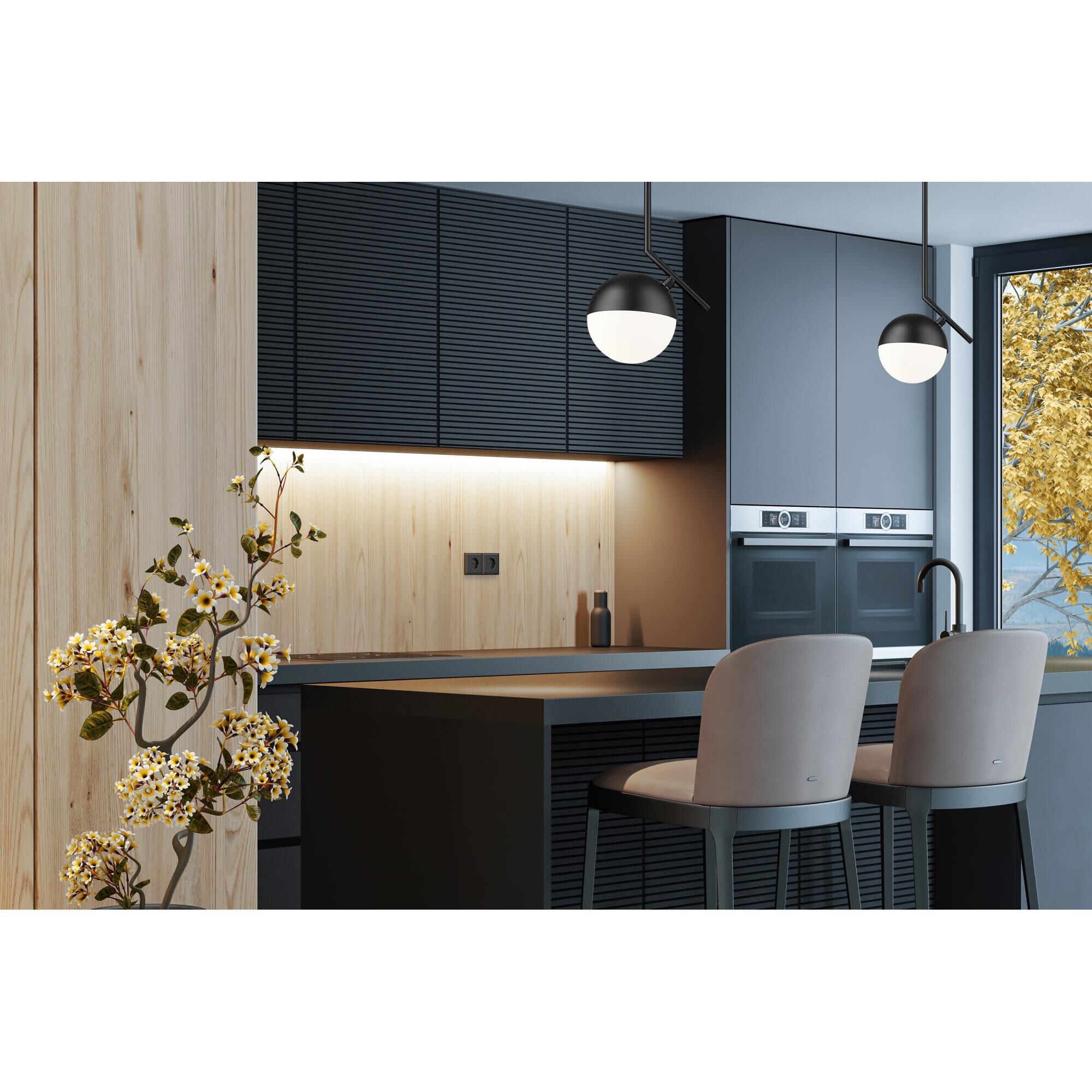 Shown in Matte Black finish and Matte Opal glass and Matte Opal shade