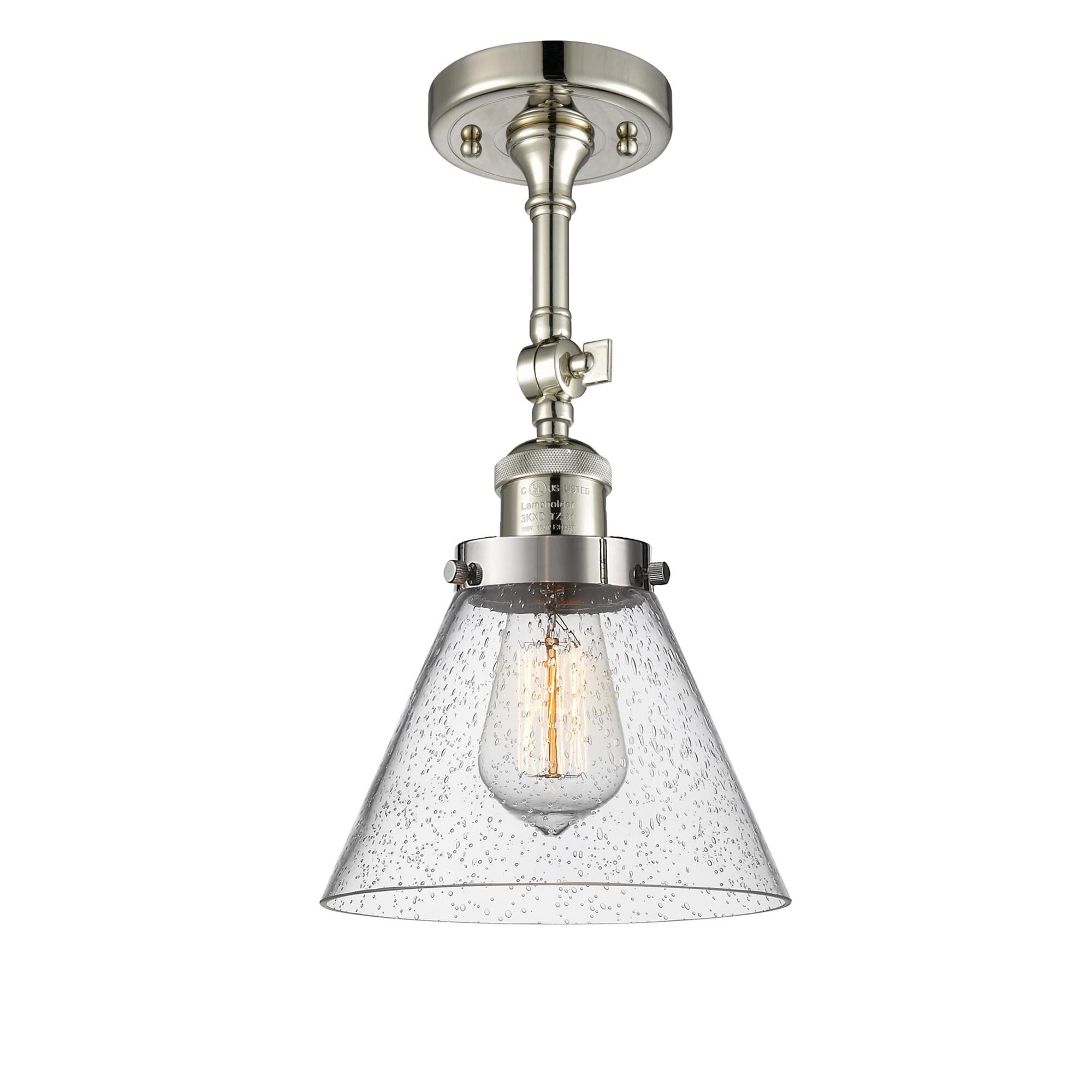 Shown in Polished Nickel finish and Seedy glass