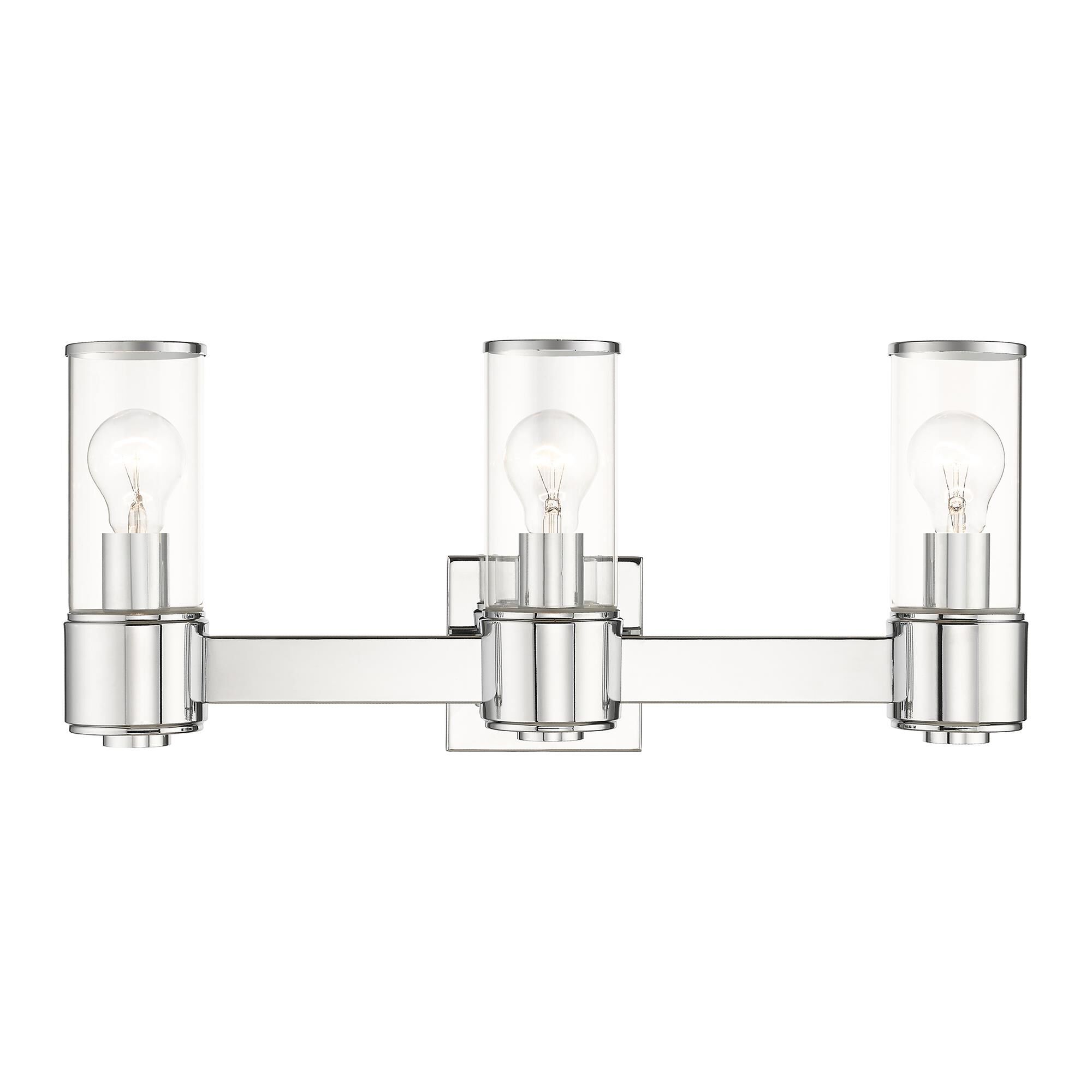 Shown in Polished Chrome finish and Clear Glass shade