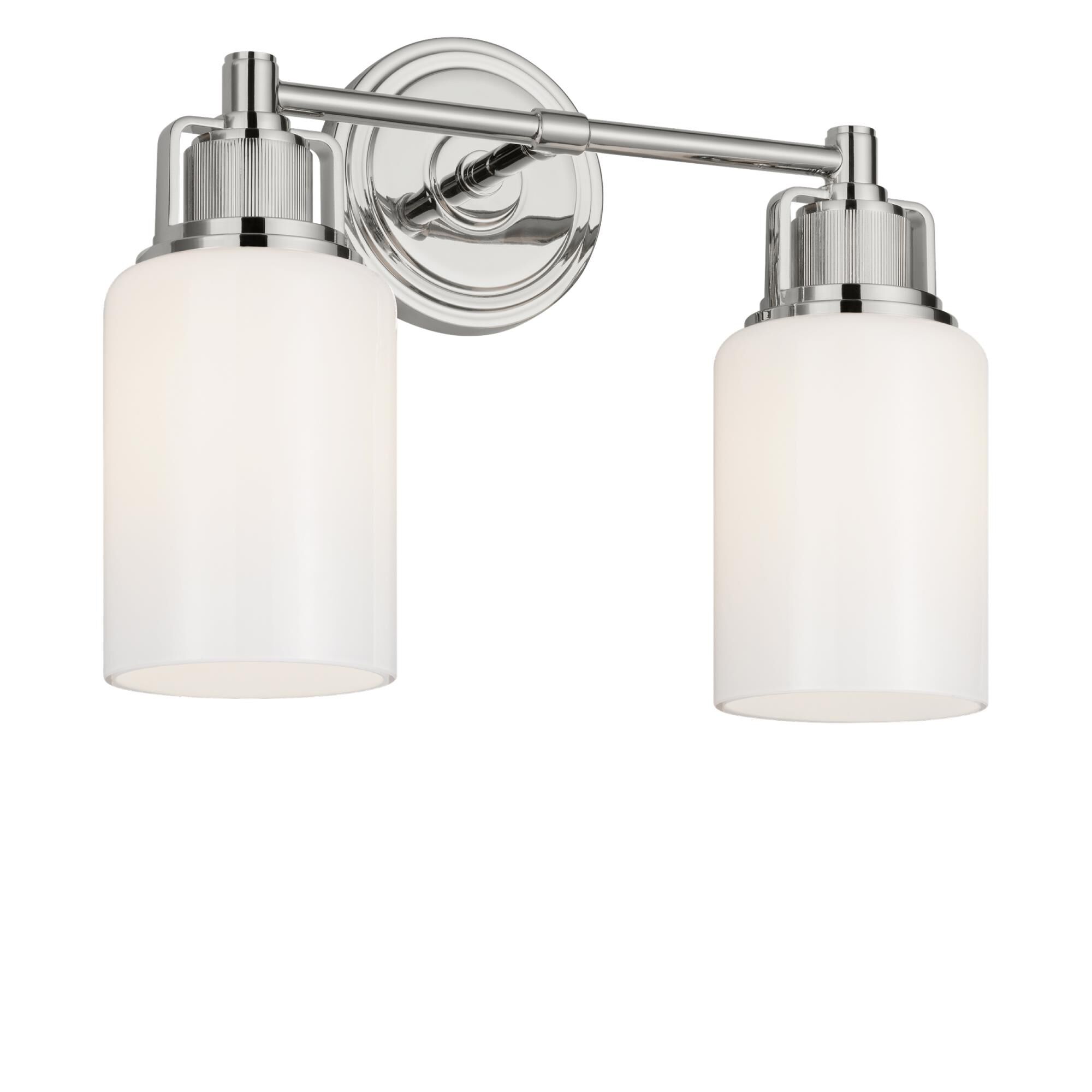 Shown in Polished Nickel finish and Milk glass