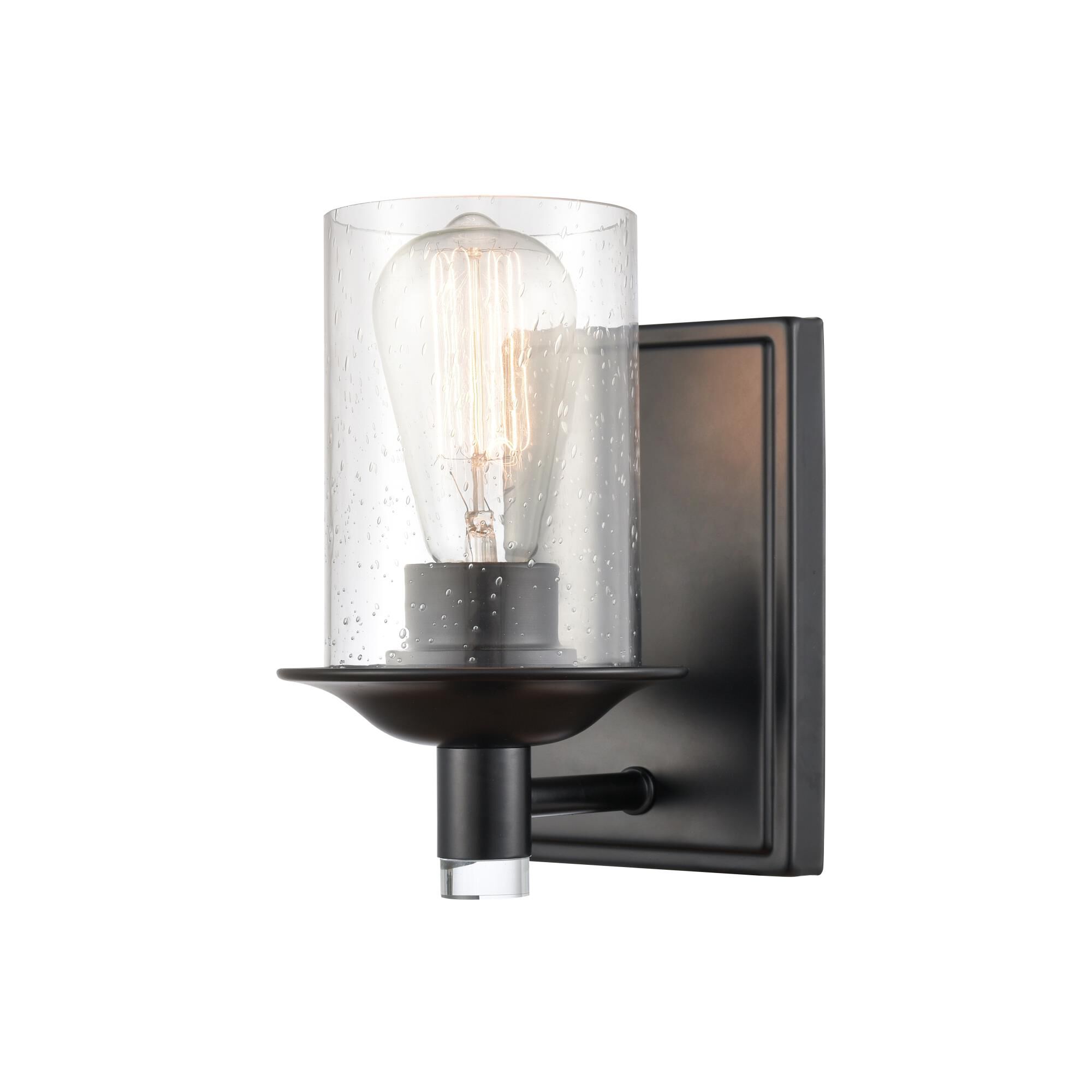 Shown in Matte Black finish and Seedy Manhattan glass