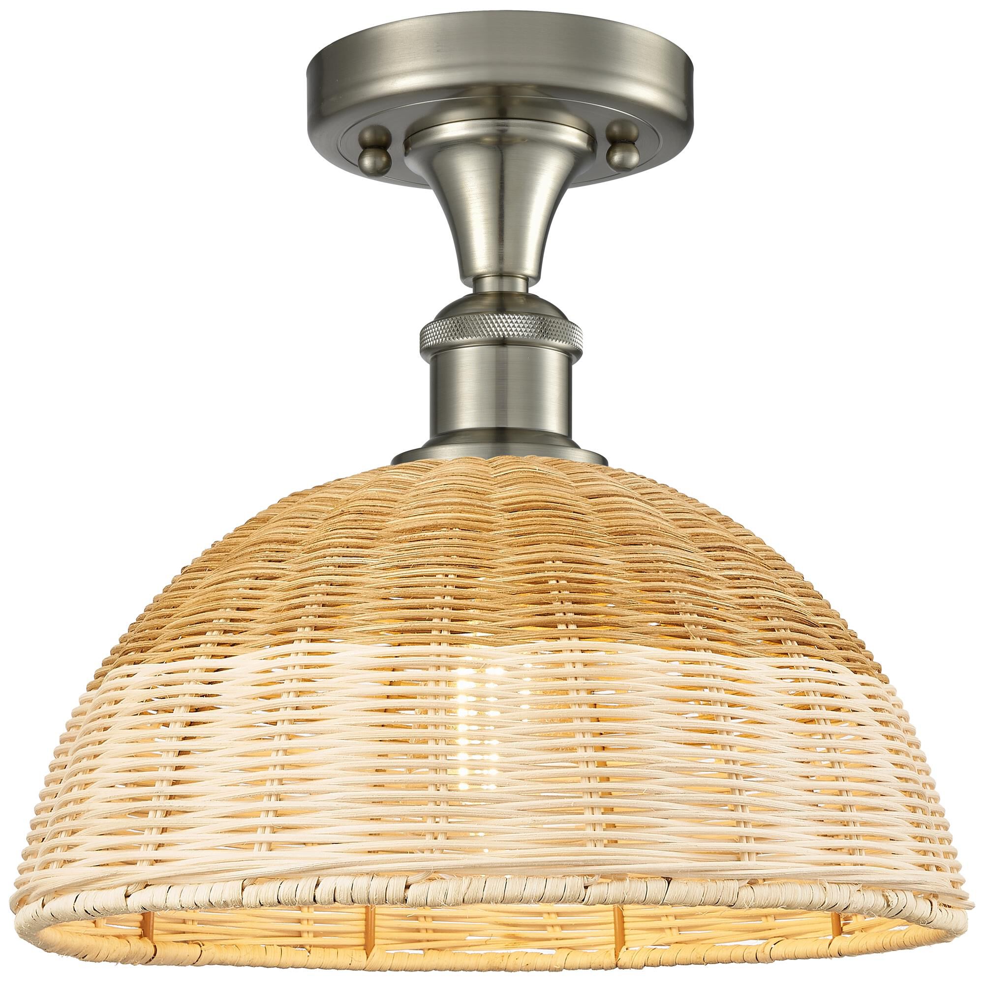 Shown in Brushed Satin Nickel finish and Natural shade