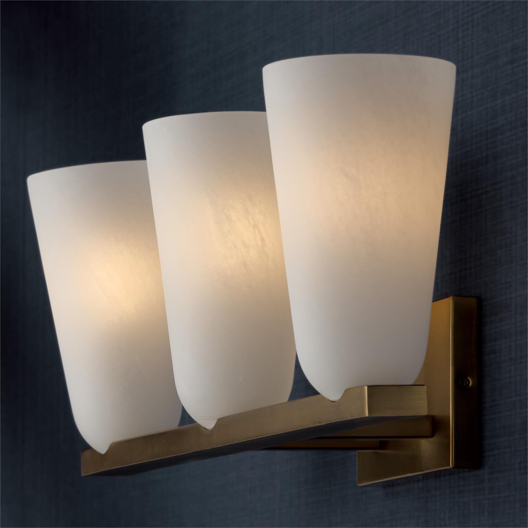 Shown in Matte Brass finish and Faux Alabaster glass