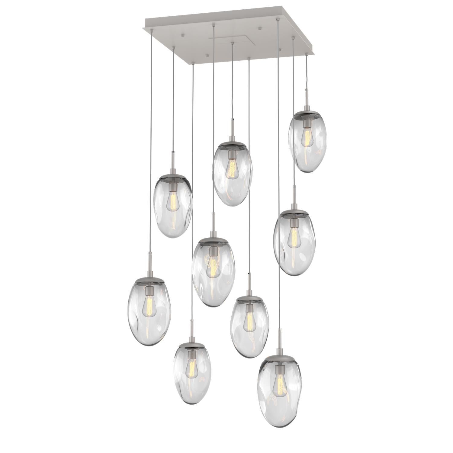 Shown in Metallic Beige Silver finish and Blown Clear glass