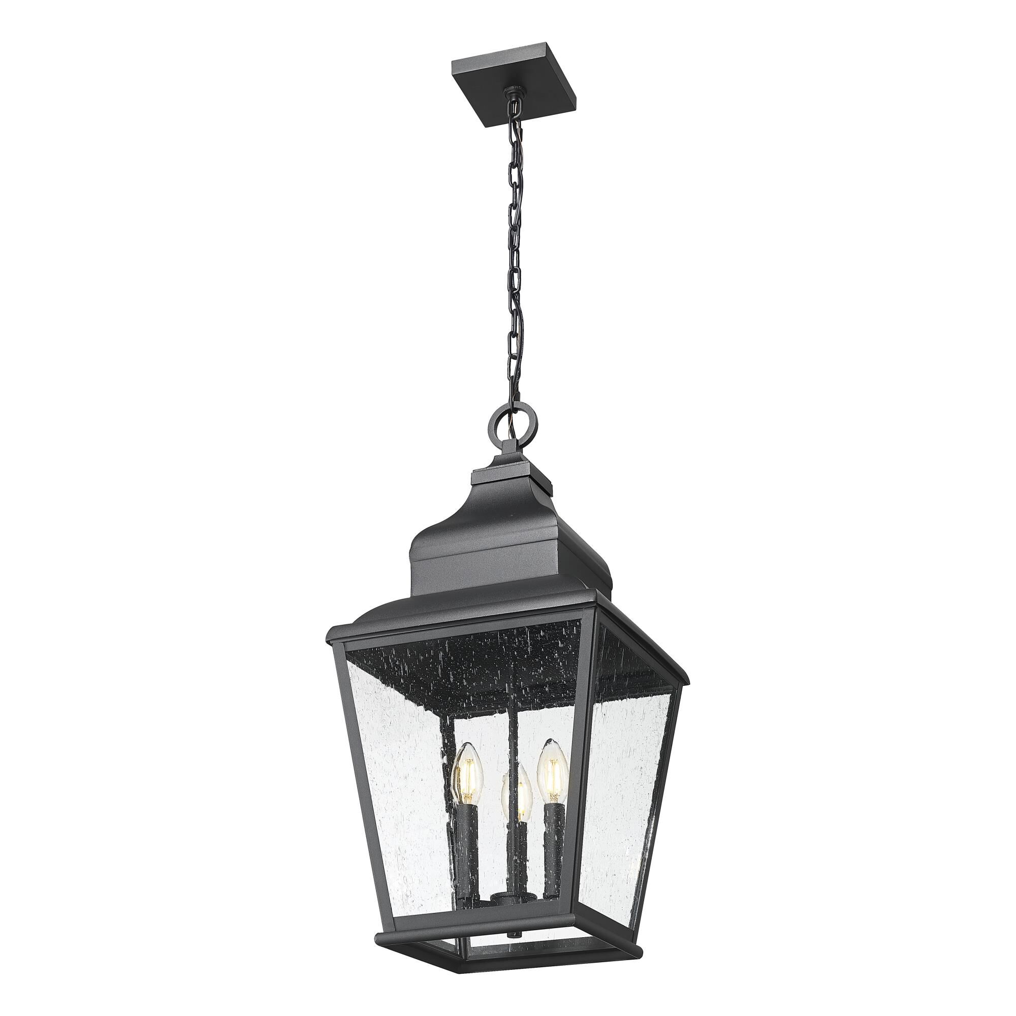 Shown in Sand Black finish and Clear Seedy glass