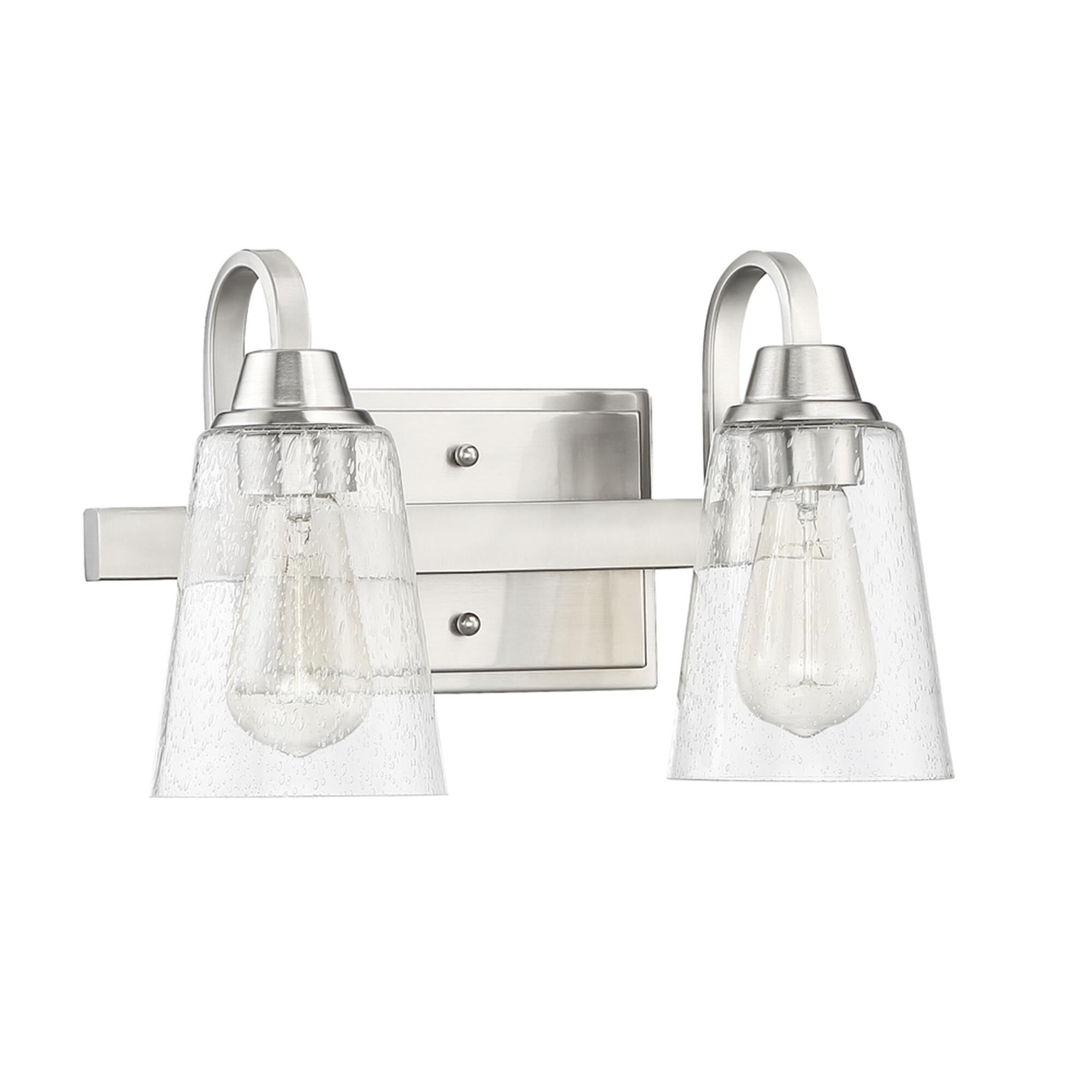 Shown in Brushed Polished Nickel finish and Clear Seeded glass and Glass shade