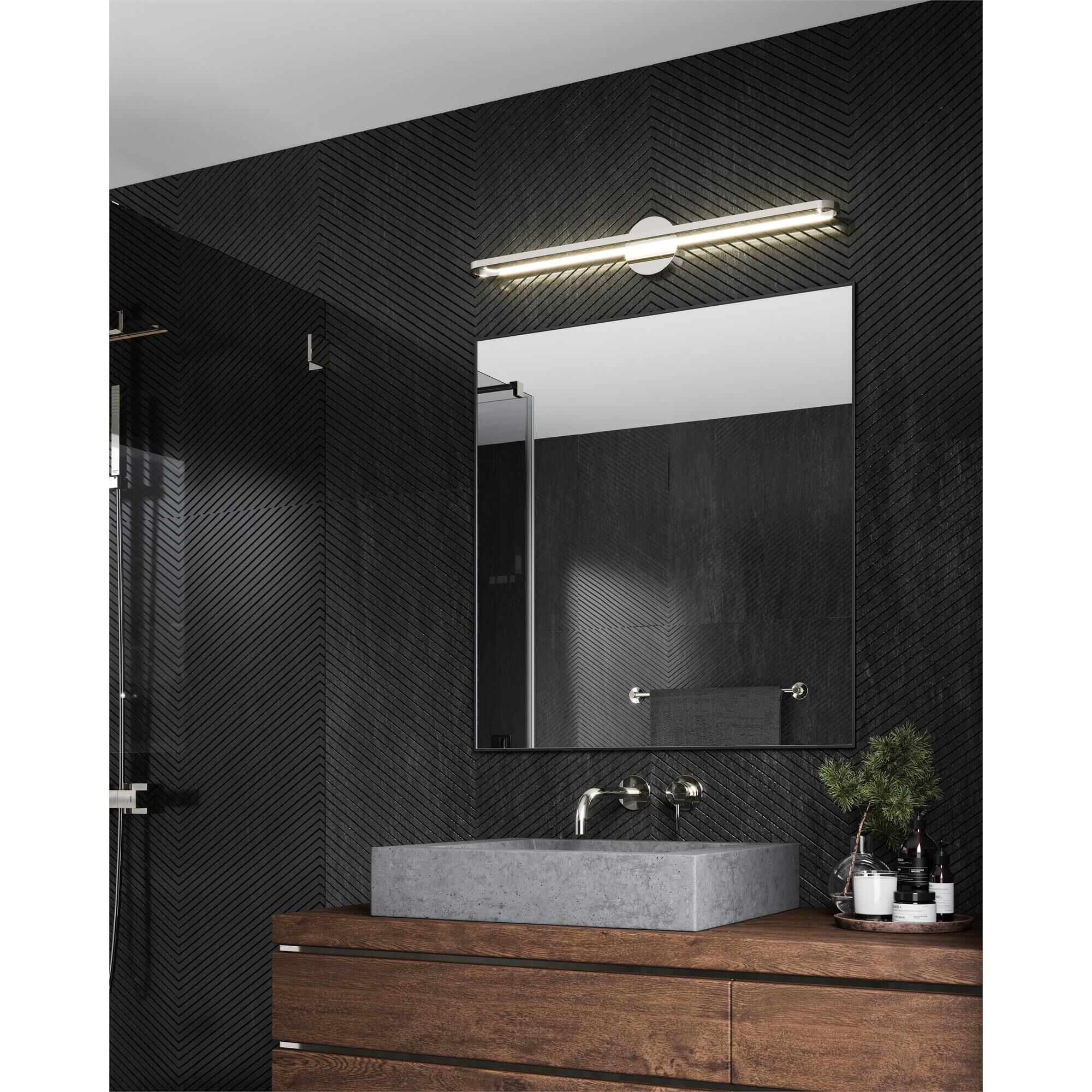Shown in Chrome finish and Clear Acrylic glass