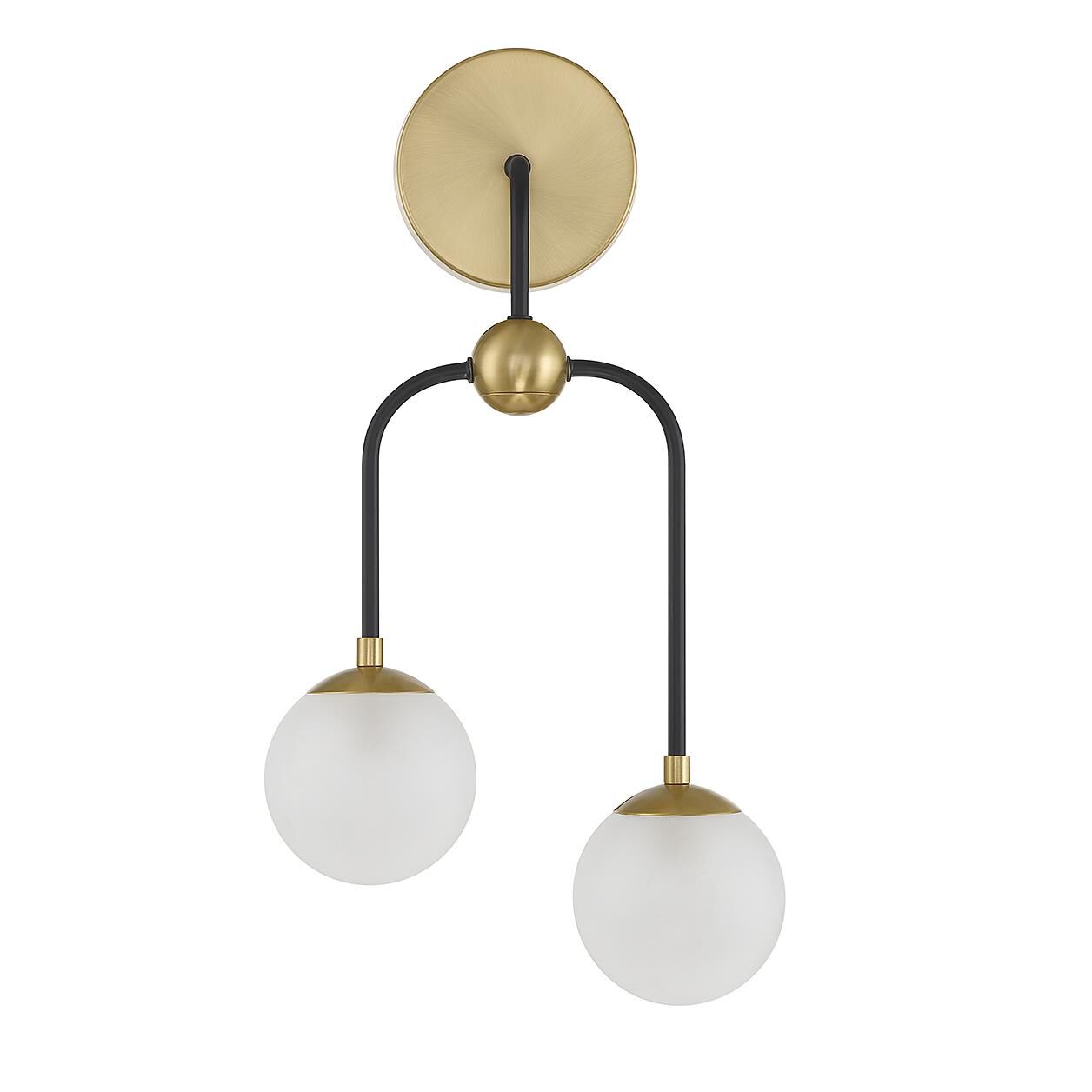 Shown in Matte Black with Warm Brass finish and Frosted glass