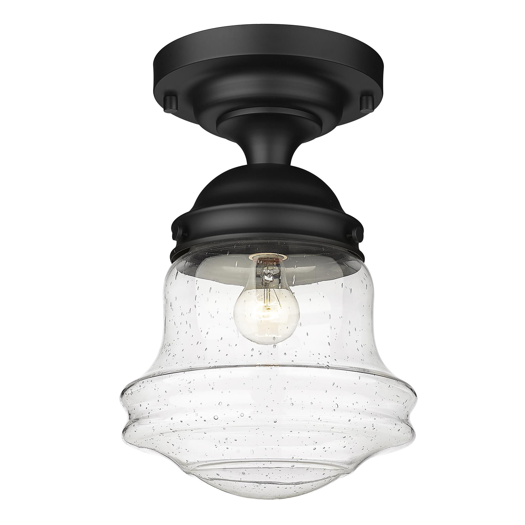 Shown in Matte Black finish and Clear Seedy glass