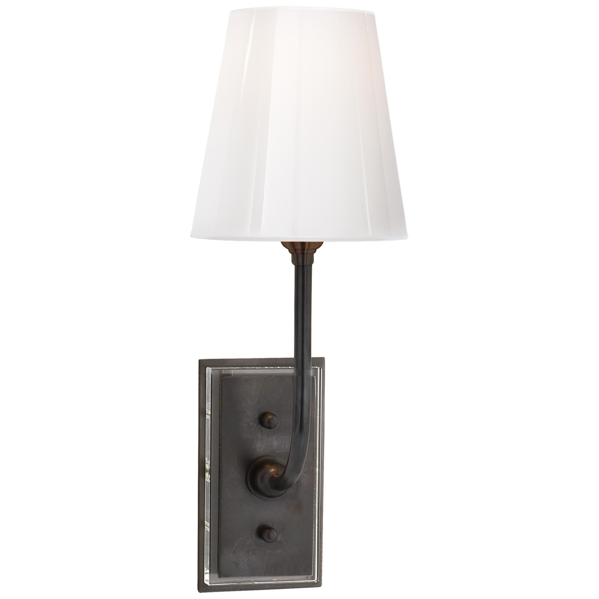 Shown in Bronze finish and White glass