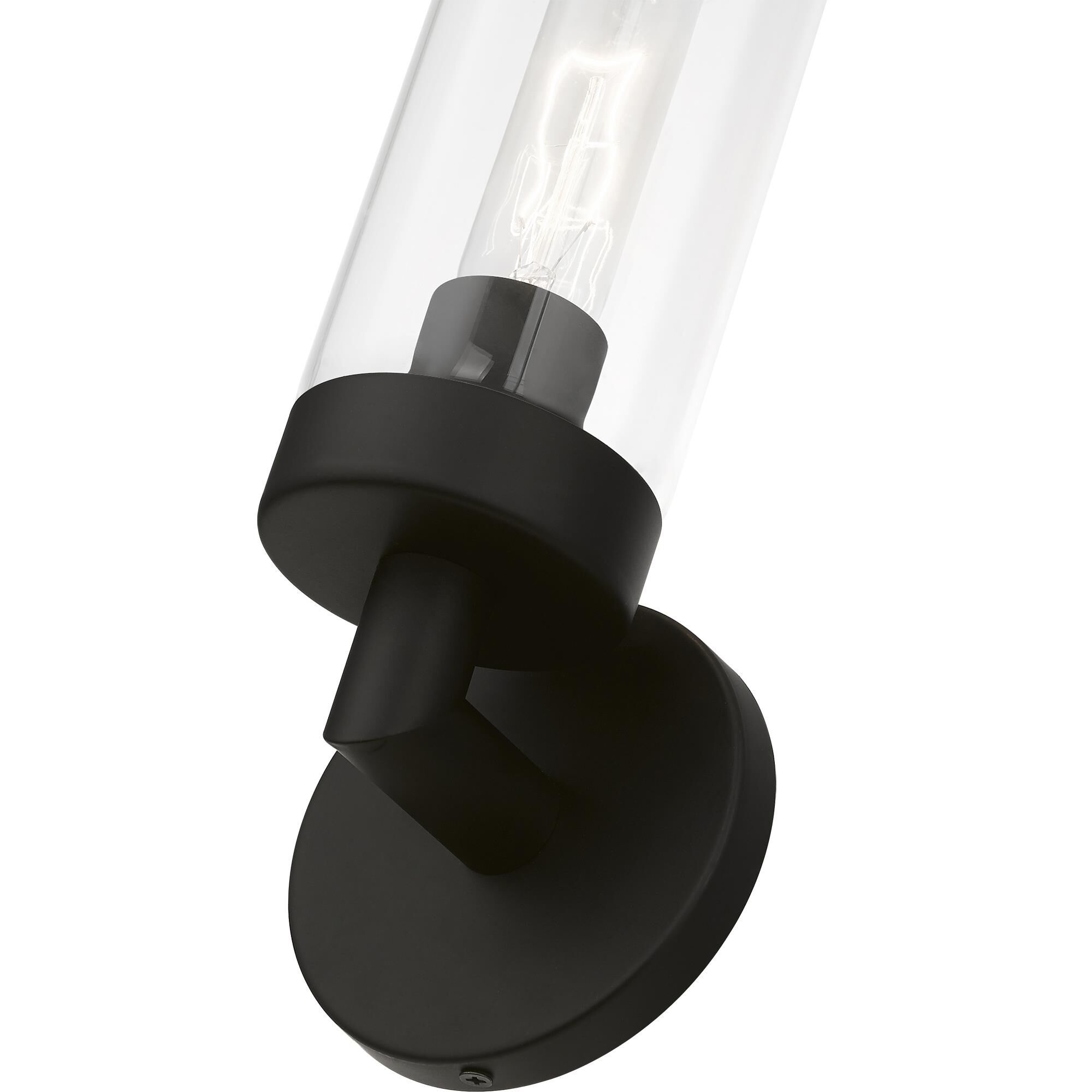 Shown in Black finish and Clear glass