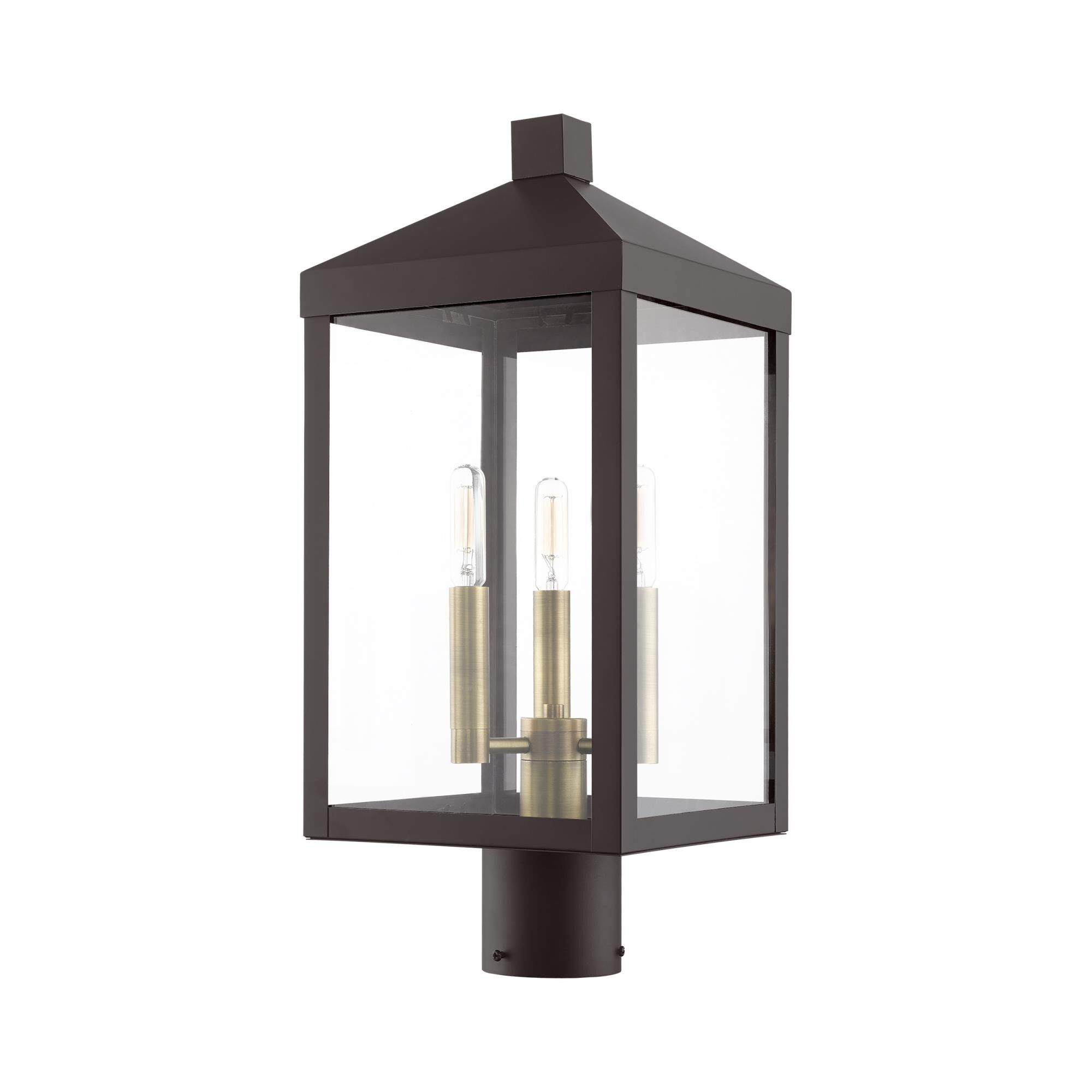 Nyack 19 Inch Tall 3 Light Outdoor Post Lamp by Livex Lighting