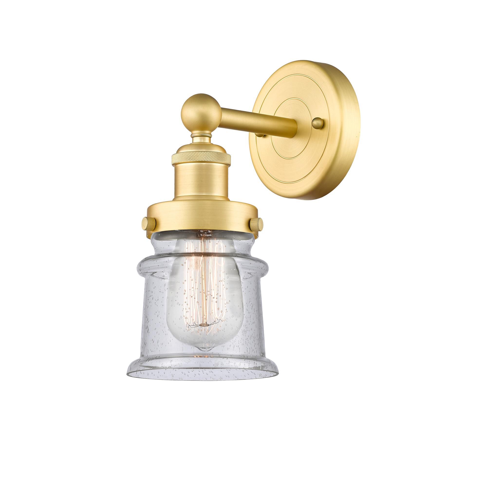Shown in Satin Gold finish and Seedy glass