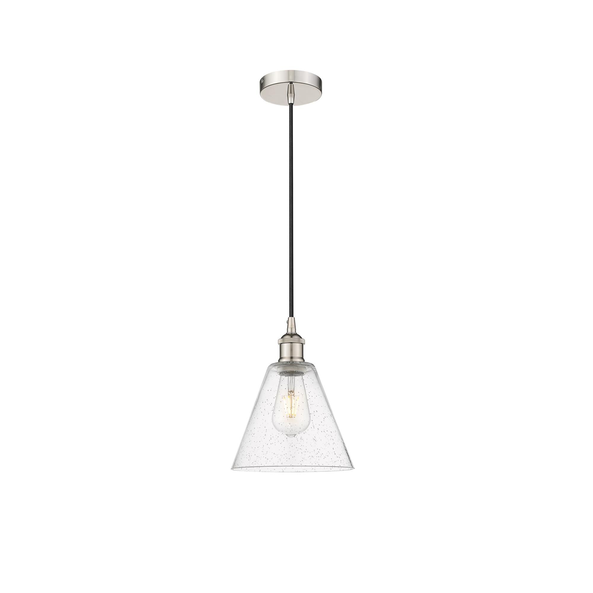 Shown in Polished Nickel finish and Seedy glass