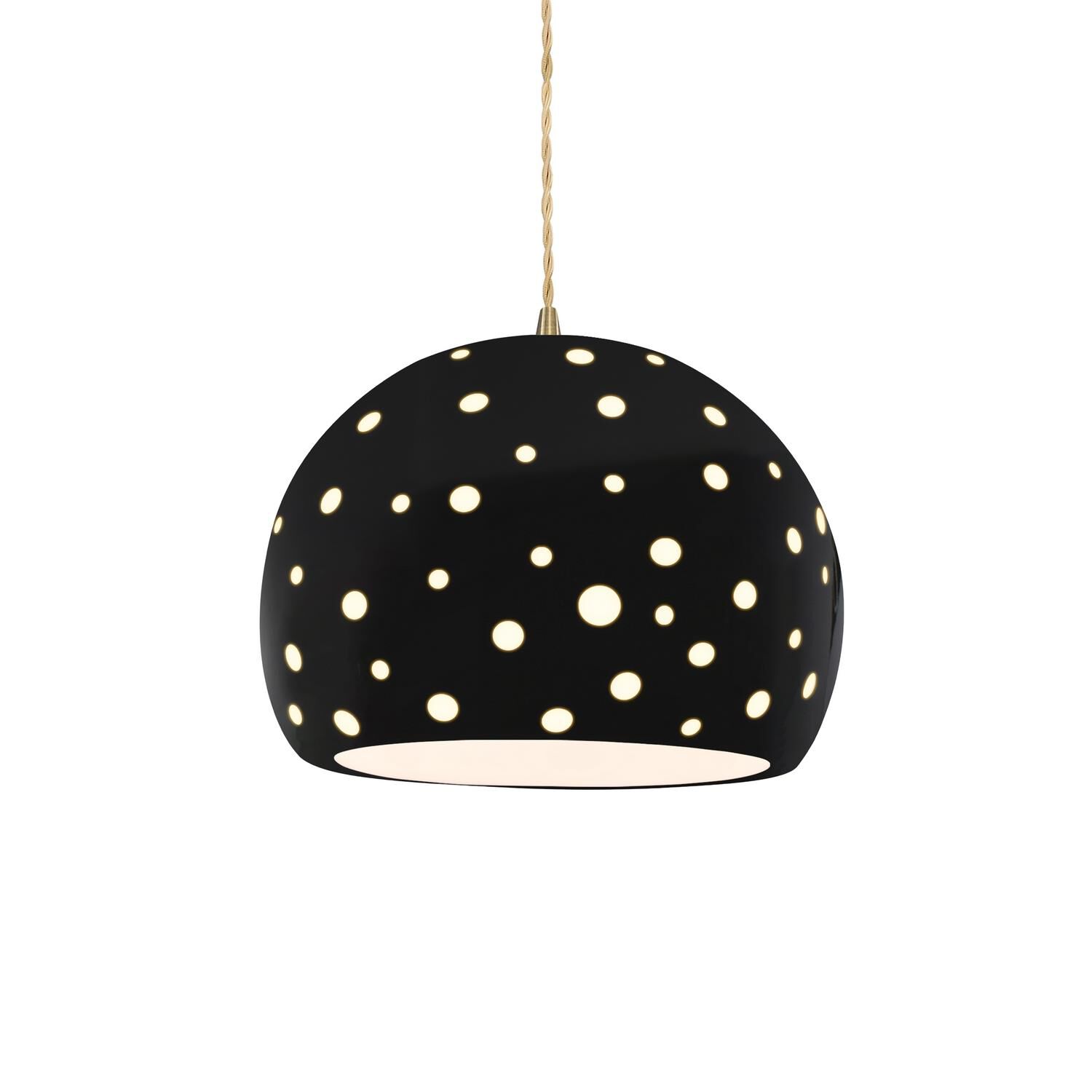 Shown in Antique Brass finish and Gloss Black shade
