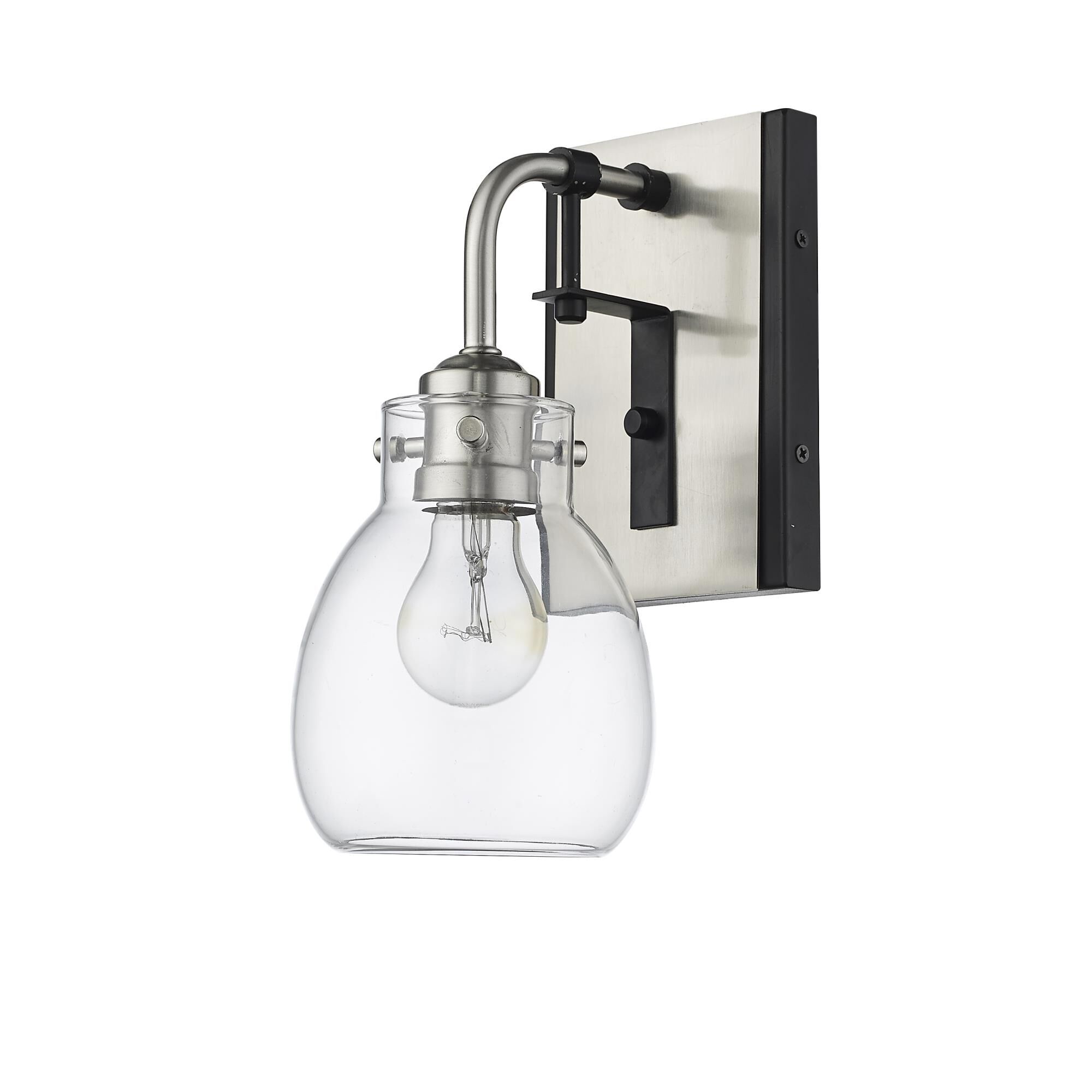 Shown in Matte Black + Brushed Nickel finish and Glass shade