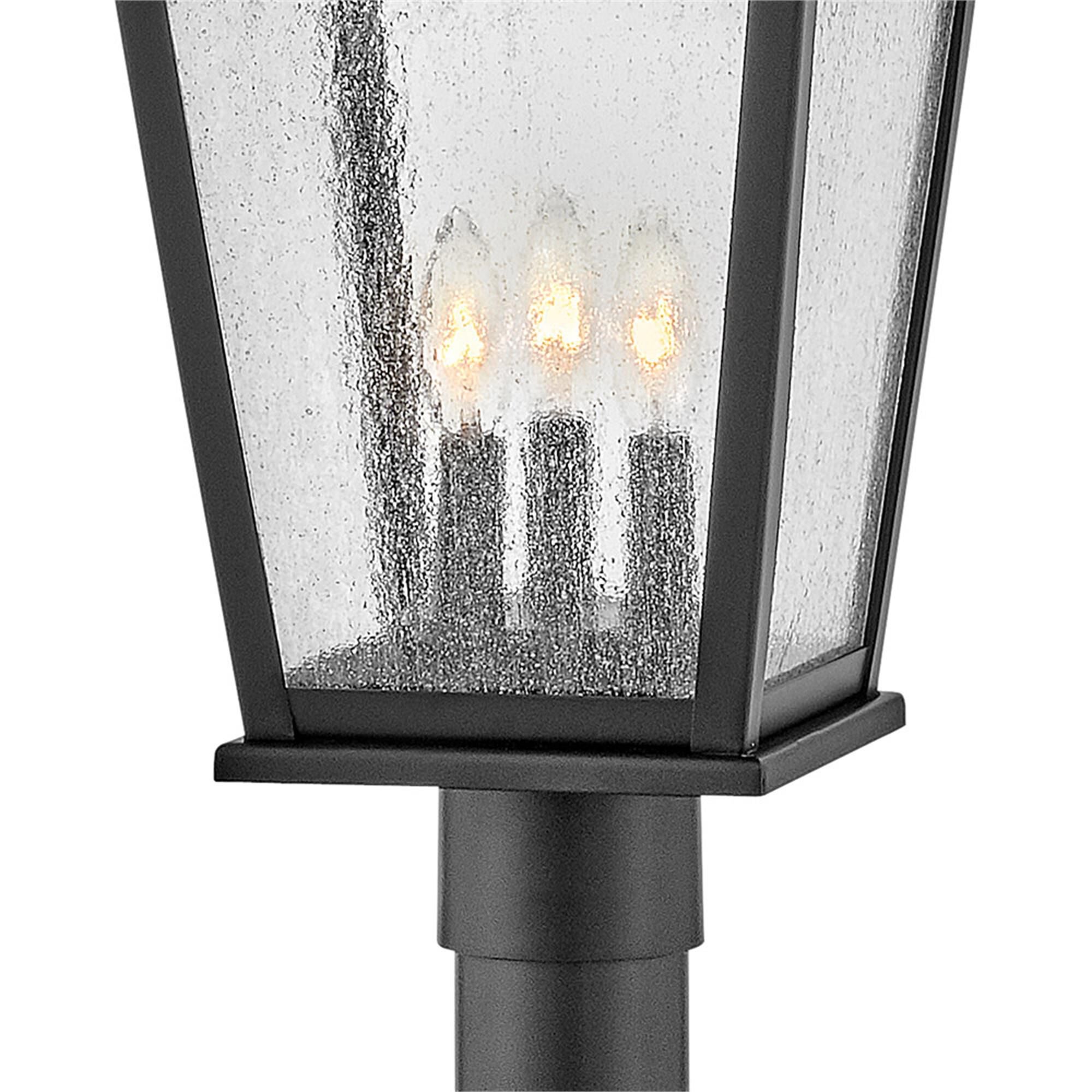 Shown in Black finish and Clear Seedy glass