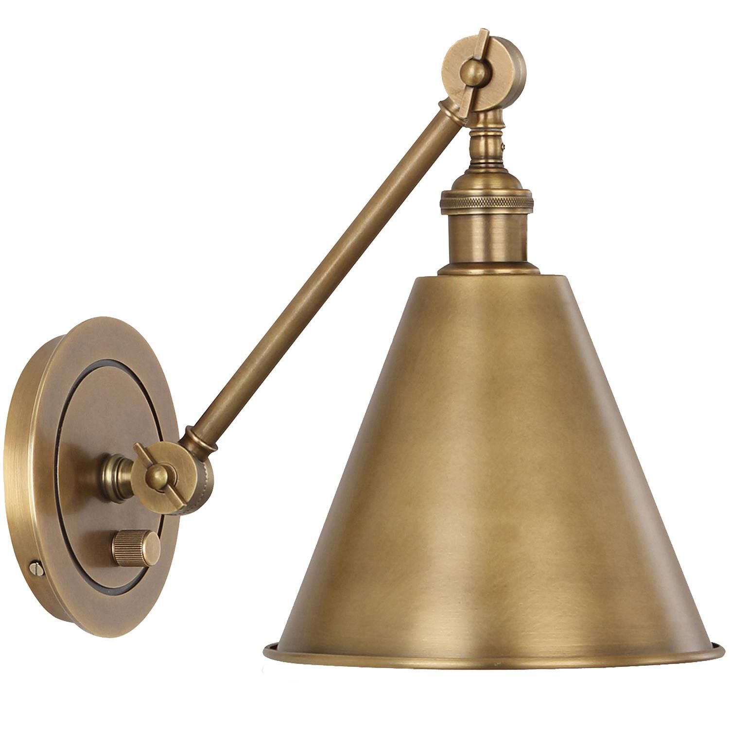 Shown in Warm Brass finish and Brass shade