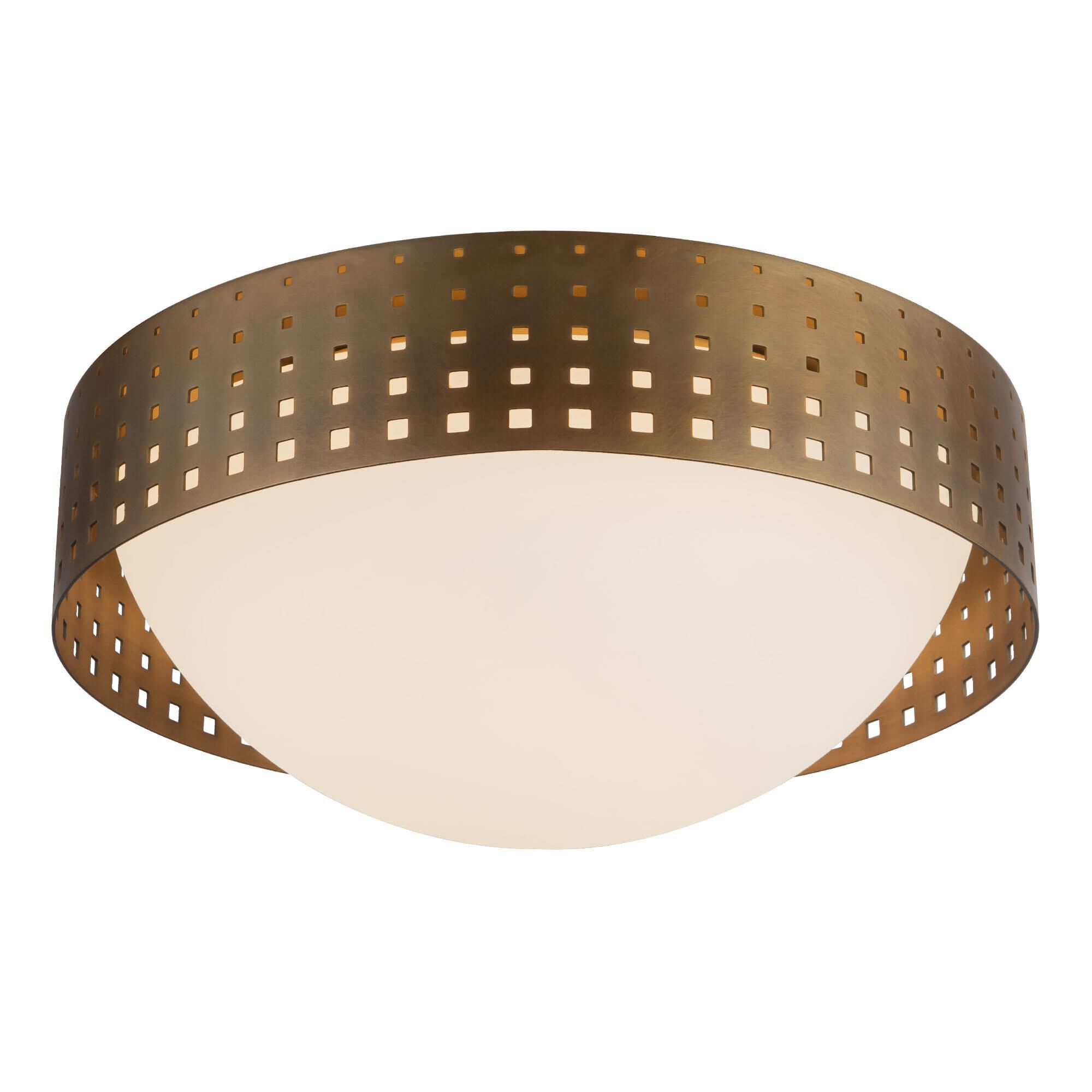 Shown in Vintage Brass finish and Clear Exterior Opal Interior glass