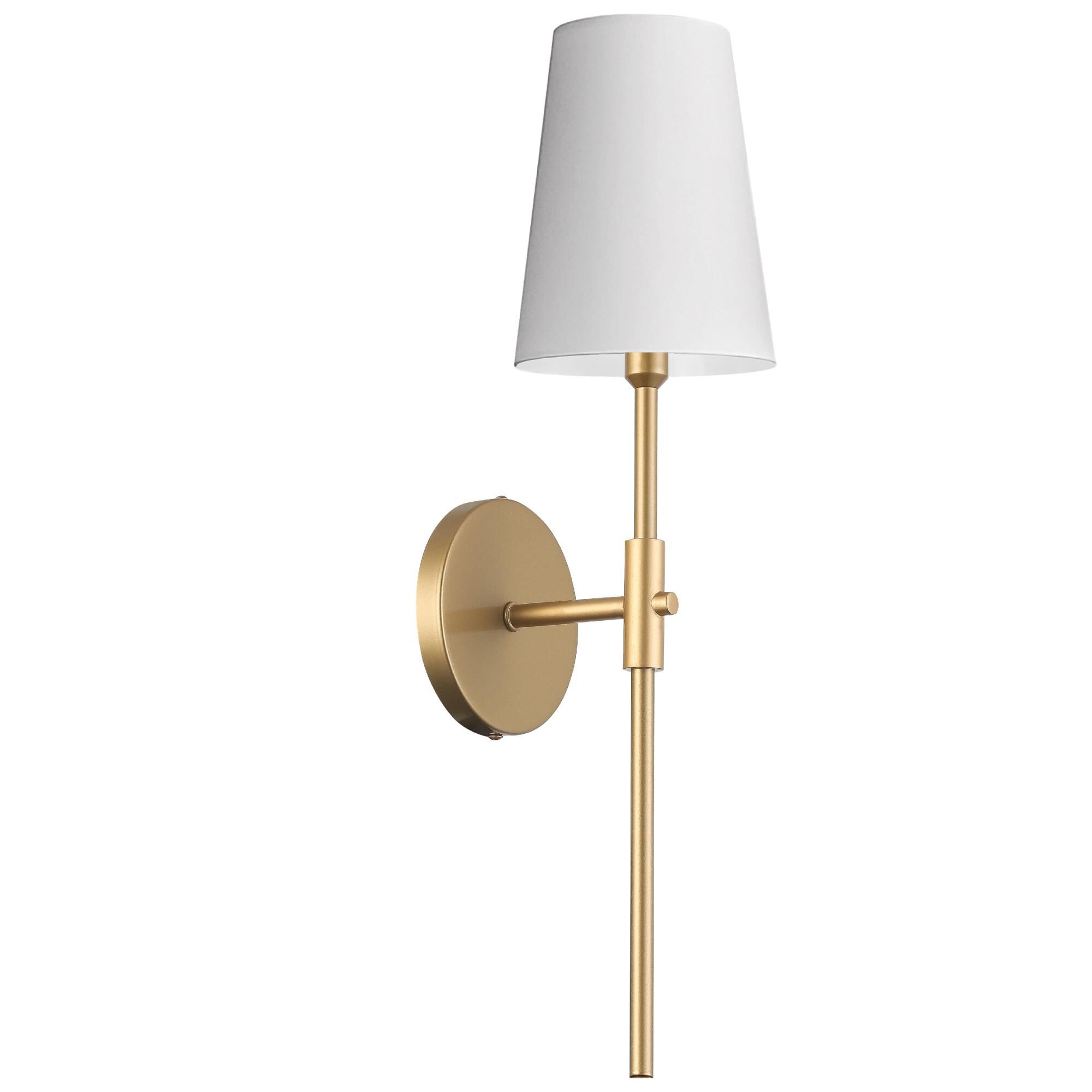 Shown in Aged Brass finish and White shade