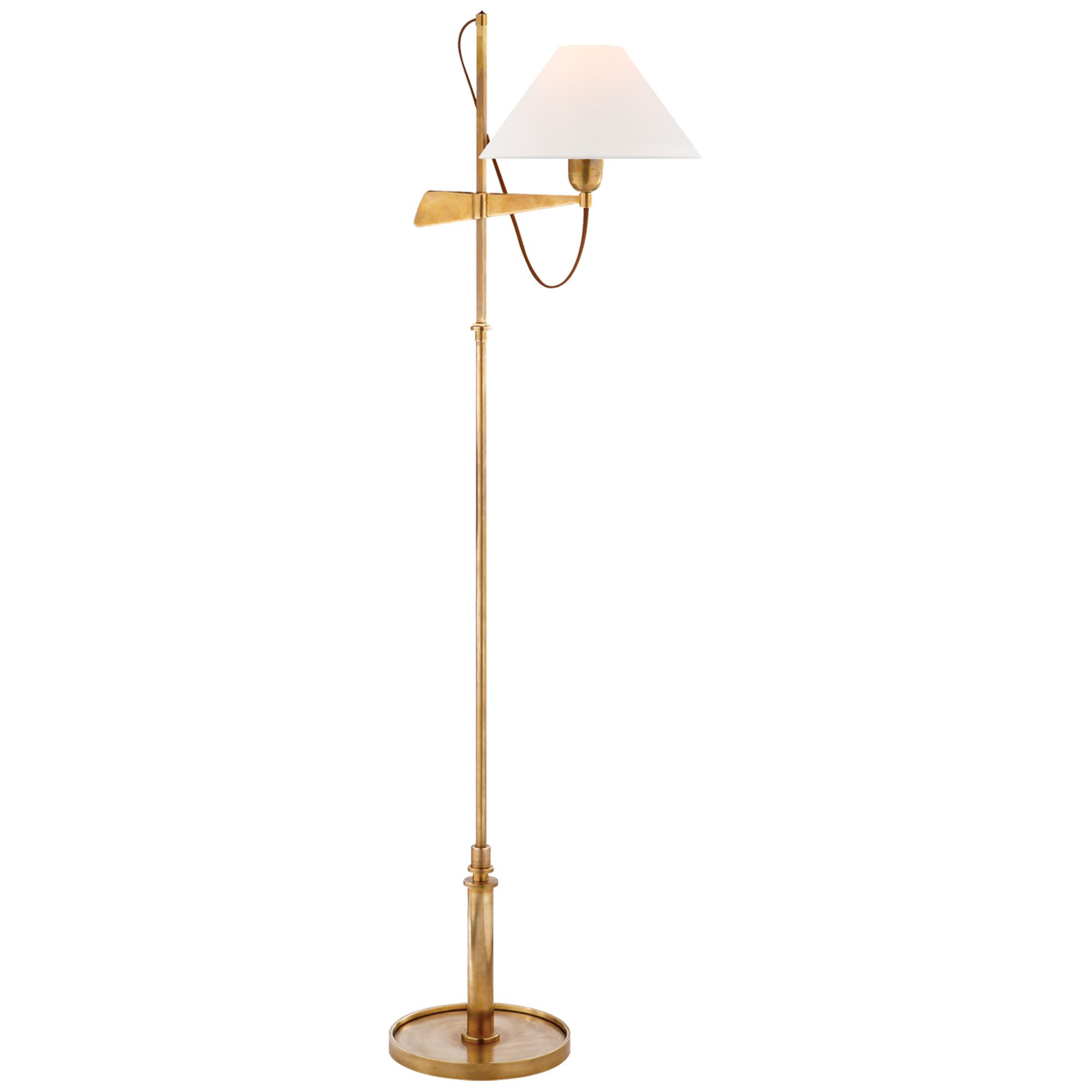 Shown in Hand-Rubbed Antique Brass finish and Linen shade