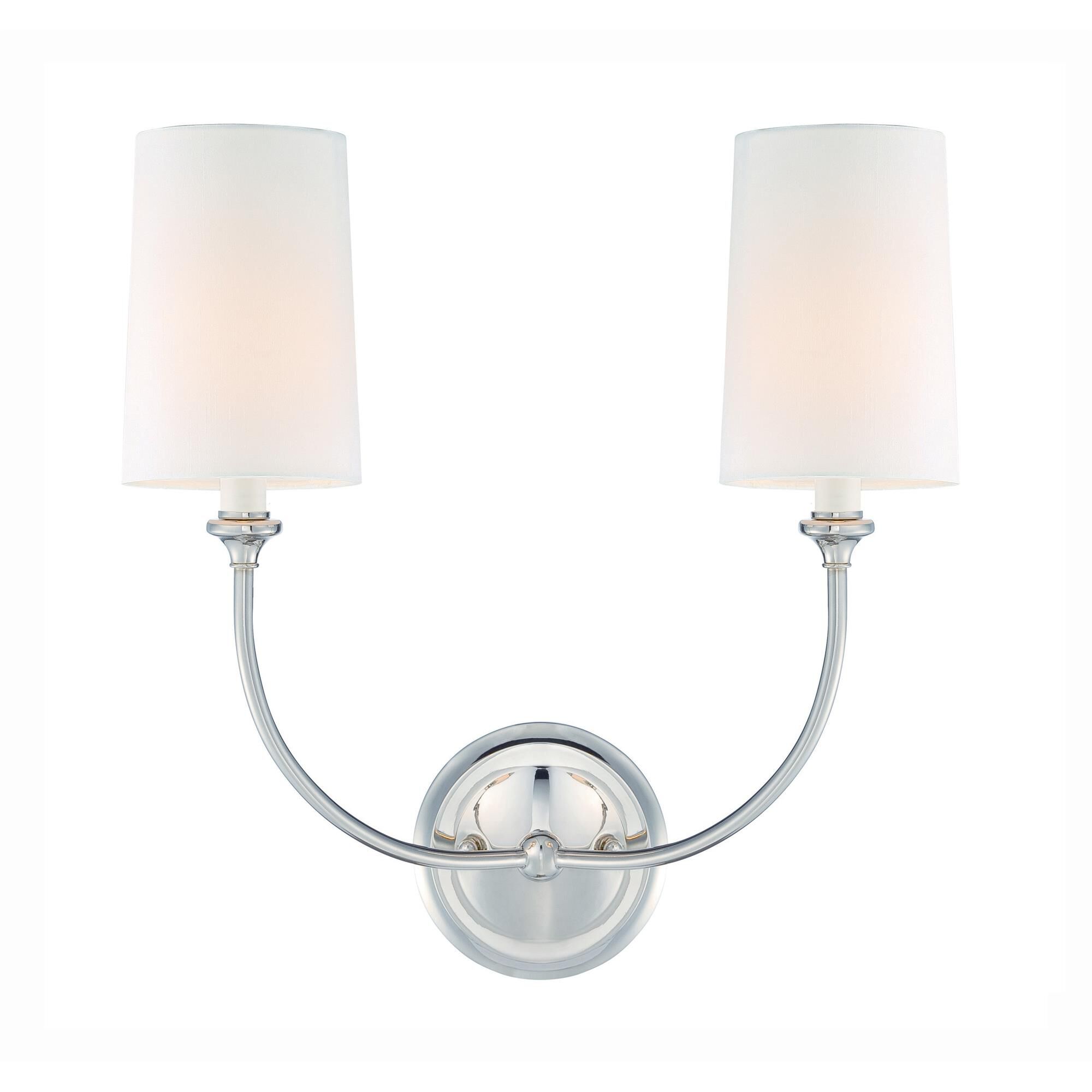 Shown in Polished Nickel finish and White Silk glass and White Silk shade