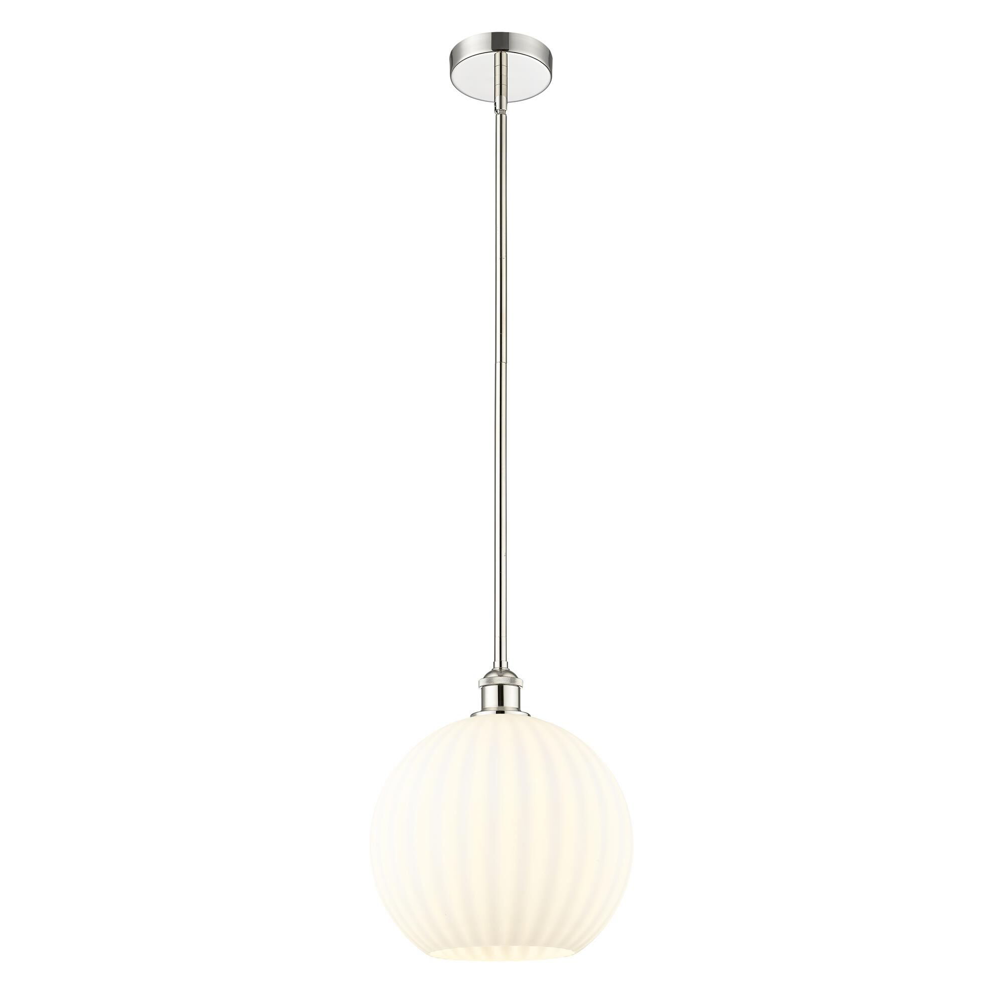 Shown in Polished Nickel finish and White Venetian glass