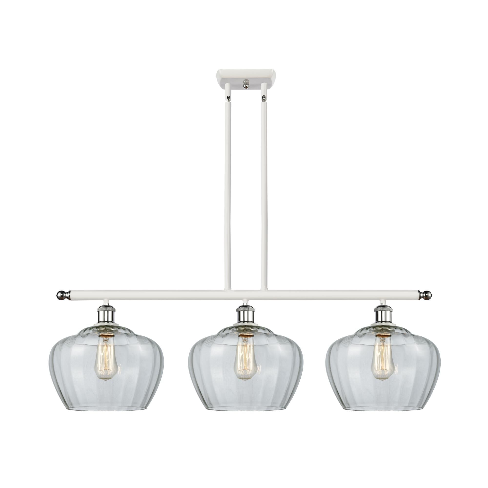 Shown in White And Polished Chrome finish and Bowl glass and Glass shade and Polished Chrome accent