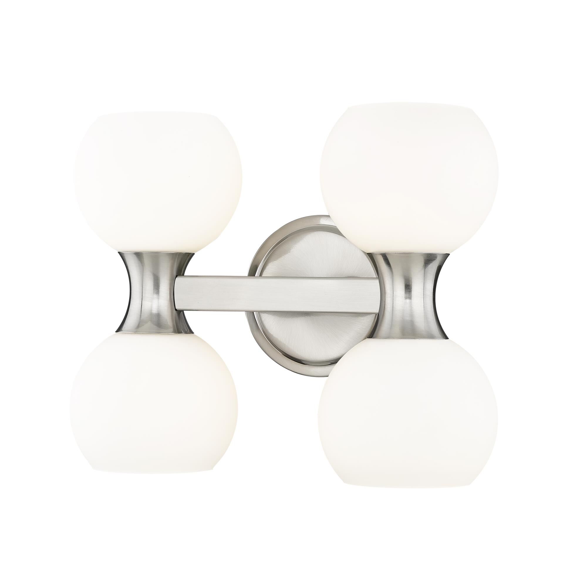 Shown in Brushed Nickel finish and Matte Opal glass