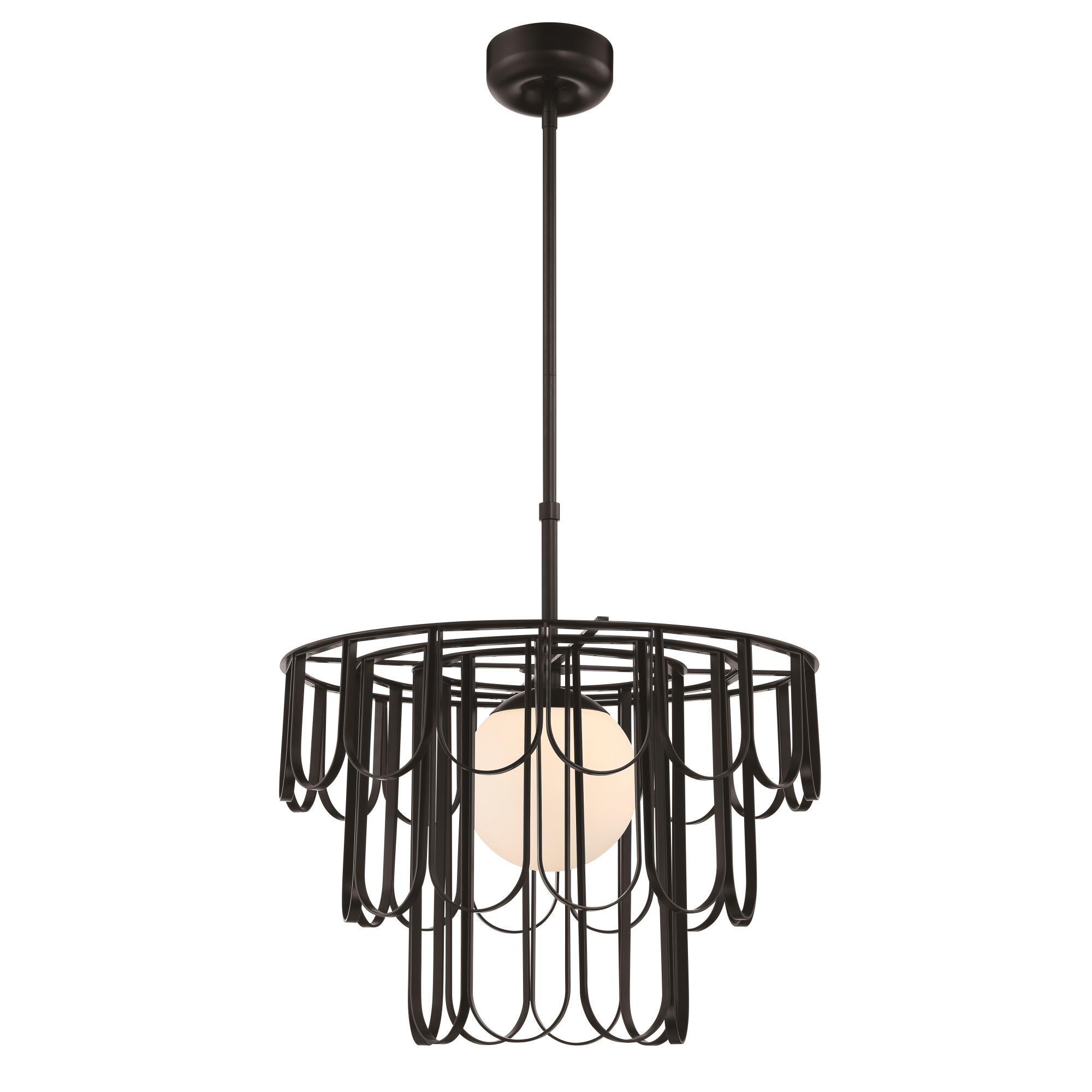 Shown in Flat Black finish and White Frosted glass and Glass shade