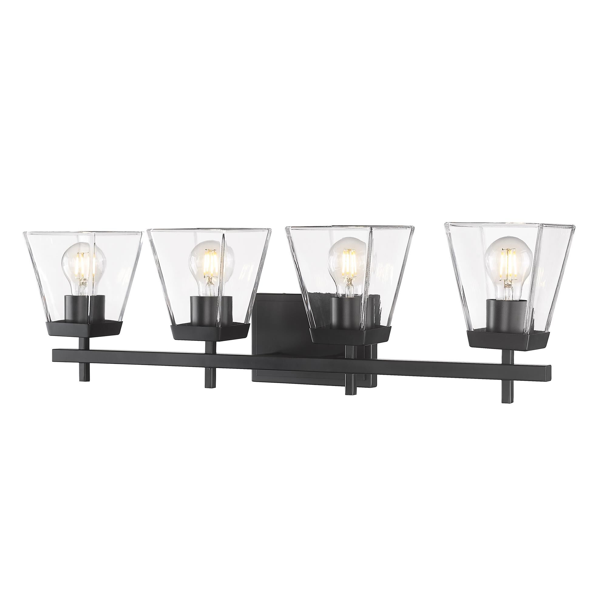 Shown in Matte Black finish and Clear glass