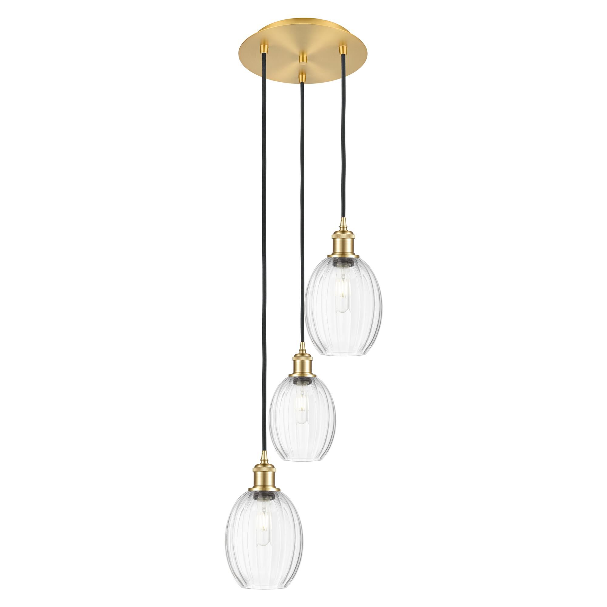 Shown in Satin Gold finish and Clear glass