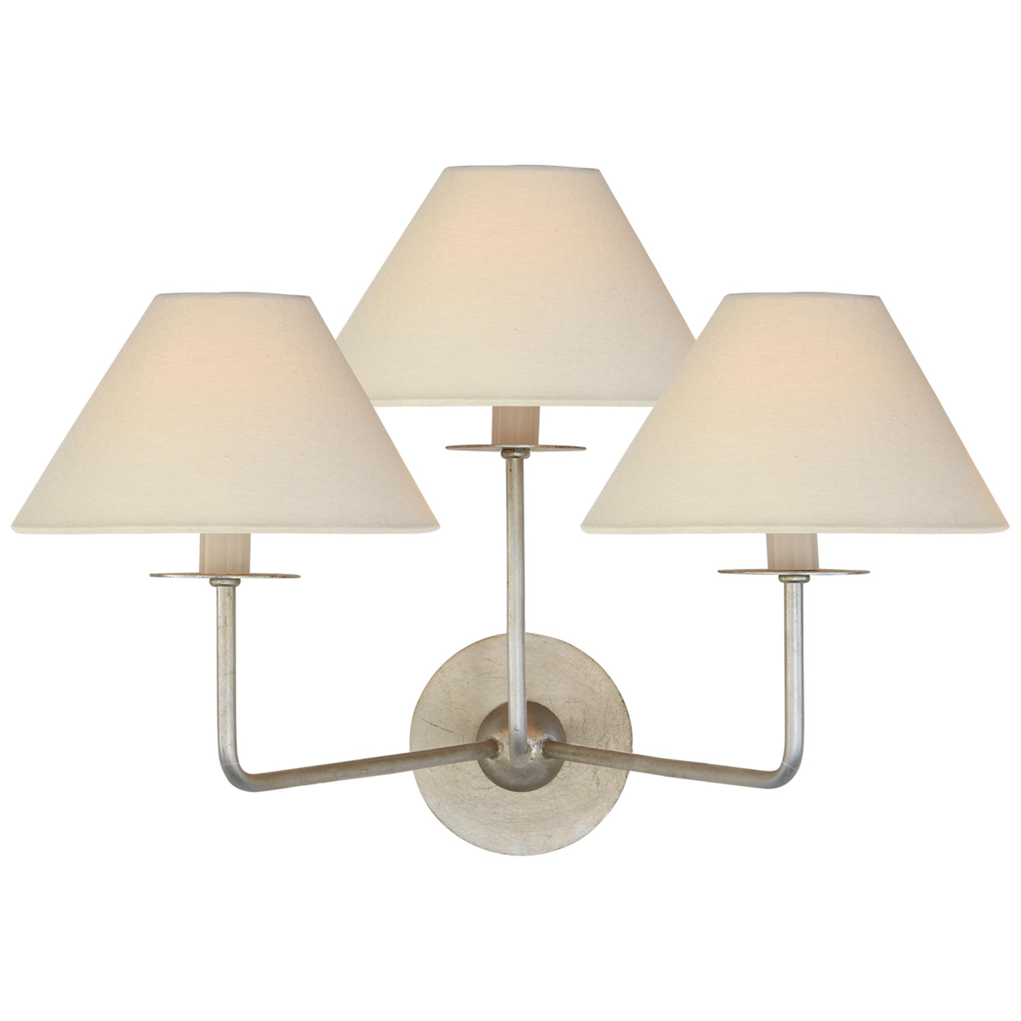 Shown in Burnished Silver Leaf finish and Linen shade