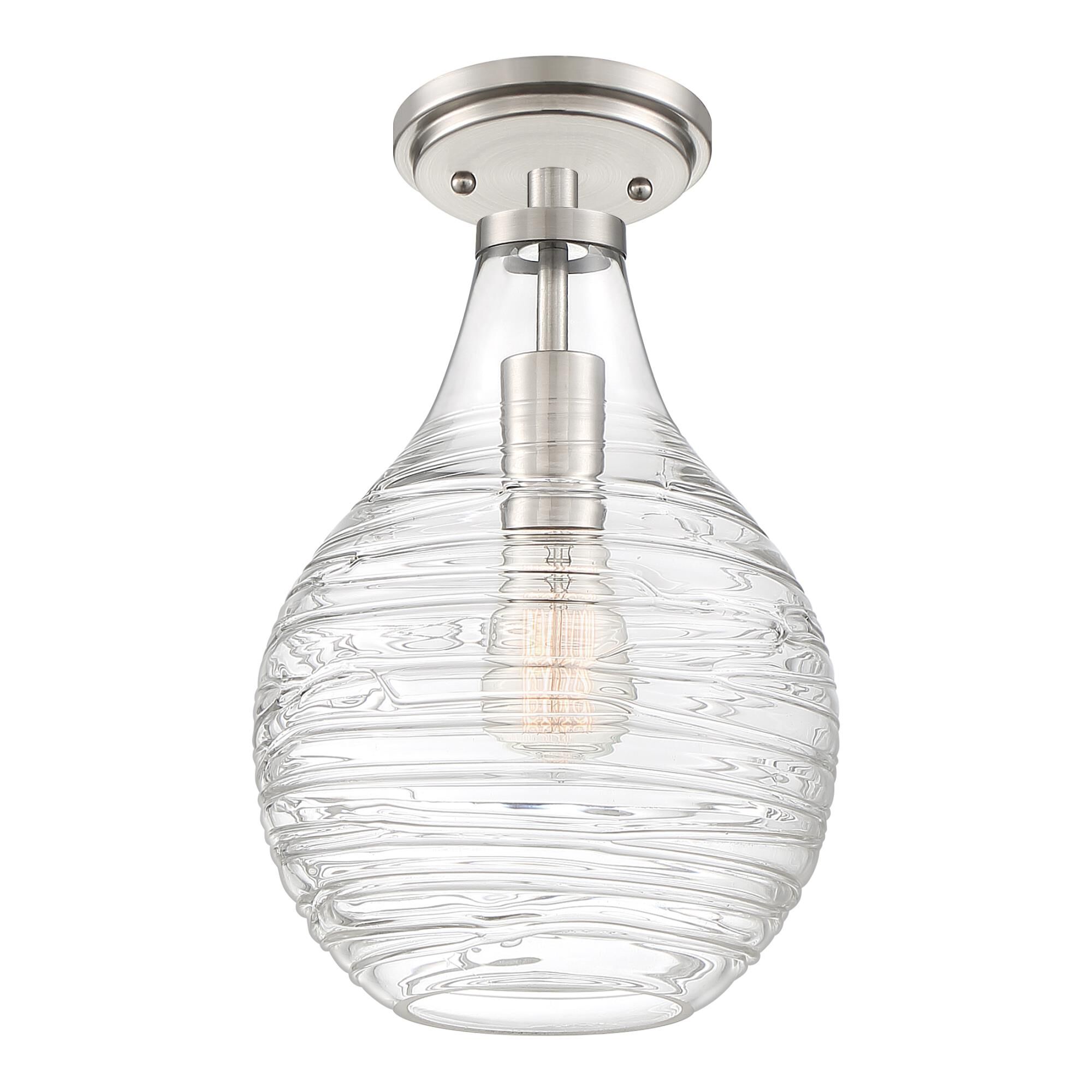 Shown in Brushed Nickel finish and Clear Glass shade