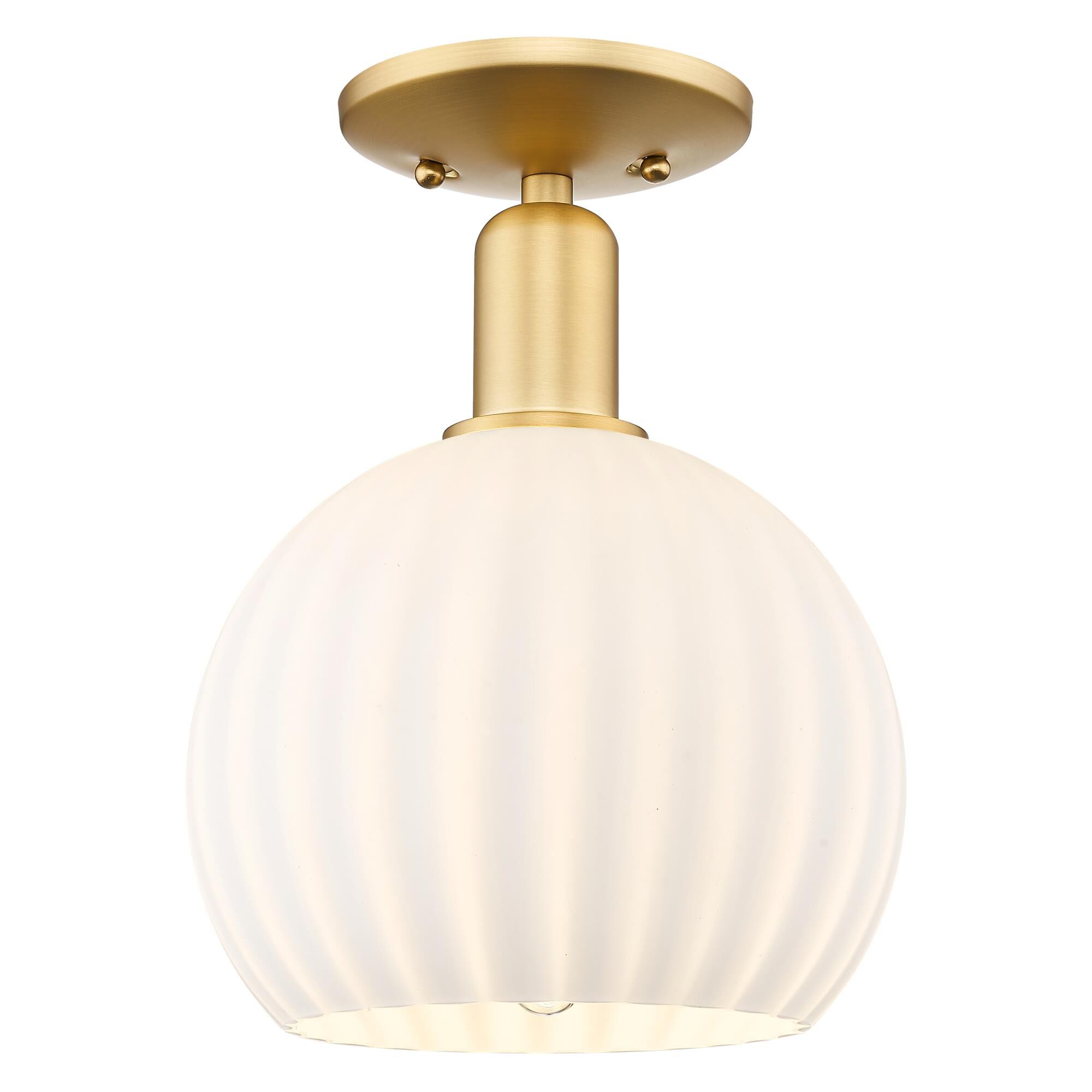Shown in Satin Gold finish and White Venetian glass