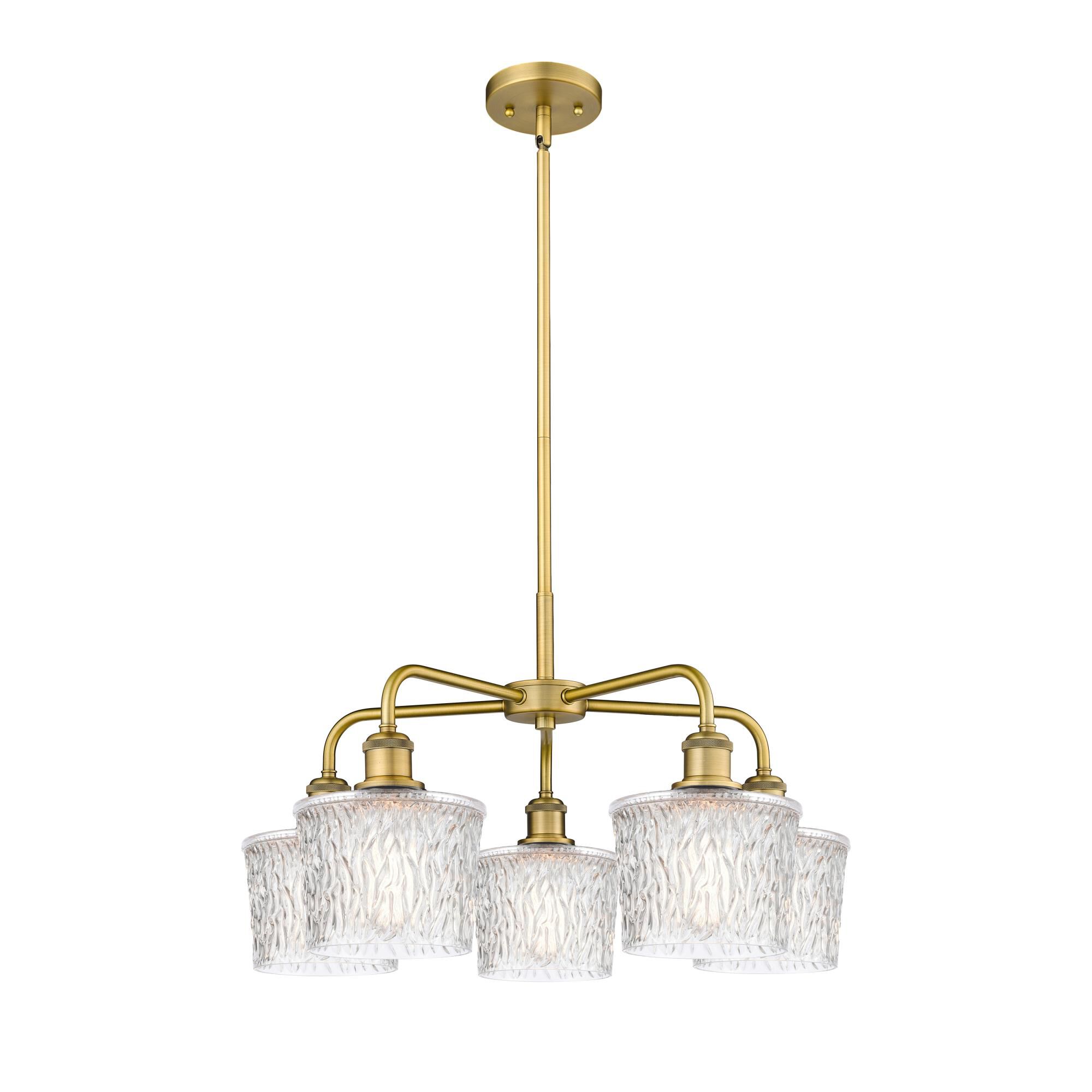 Shown in Brushed Brass finish and Clear glass