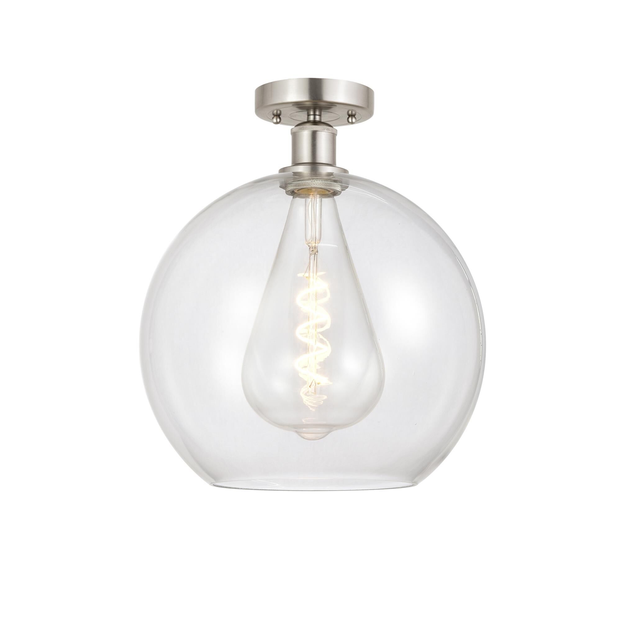 Shown in Brushed Satin Nickel finish and Clear glass