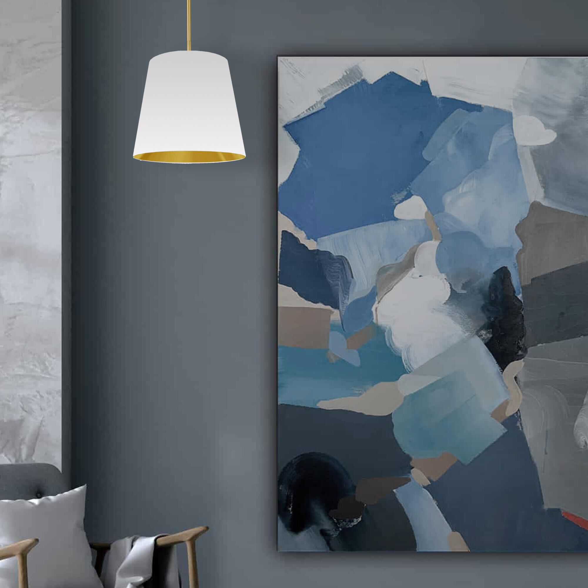 Shown in Polished Chrome finish and White and Gold shade