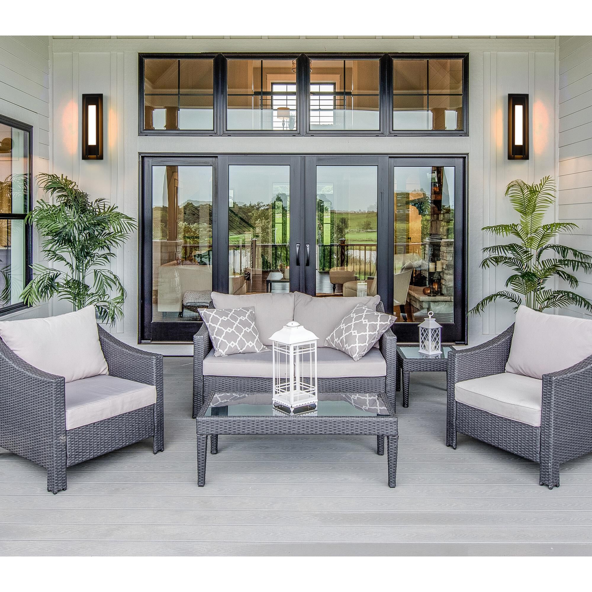 Shown in Black finish and White glass