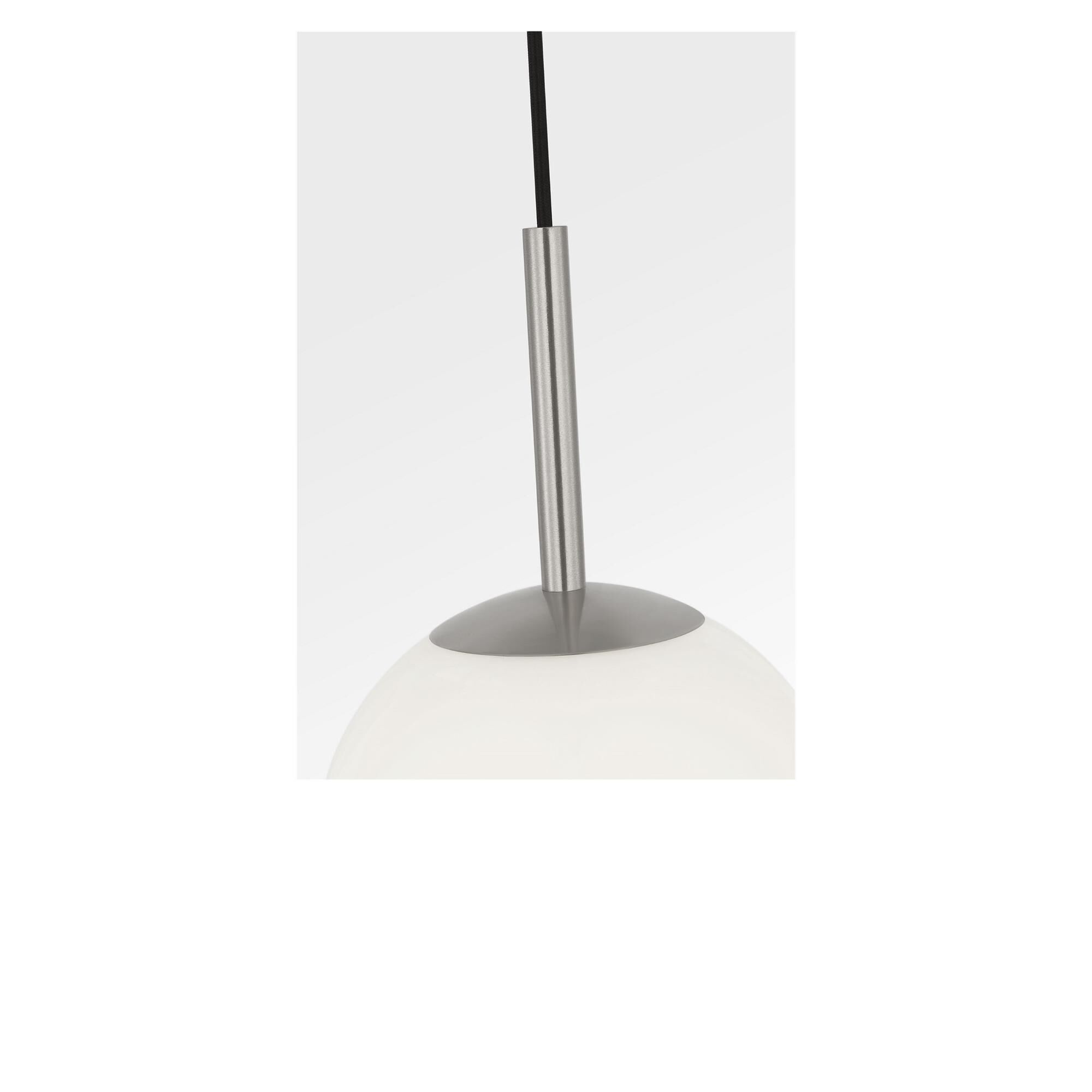 Shown in Brushed Nickel finish and Clear White glass