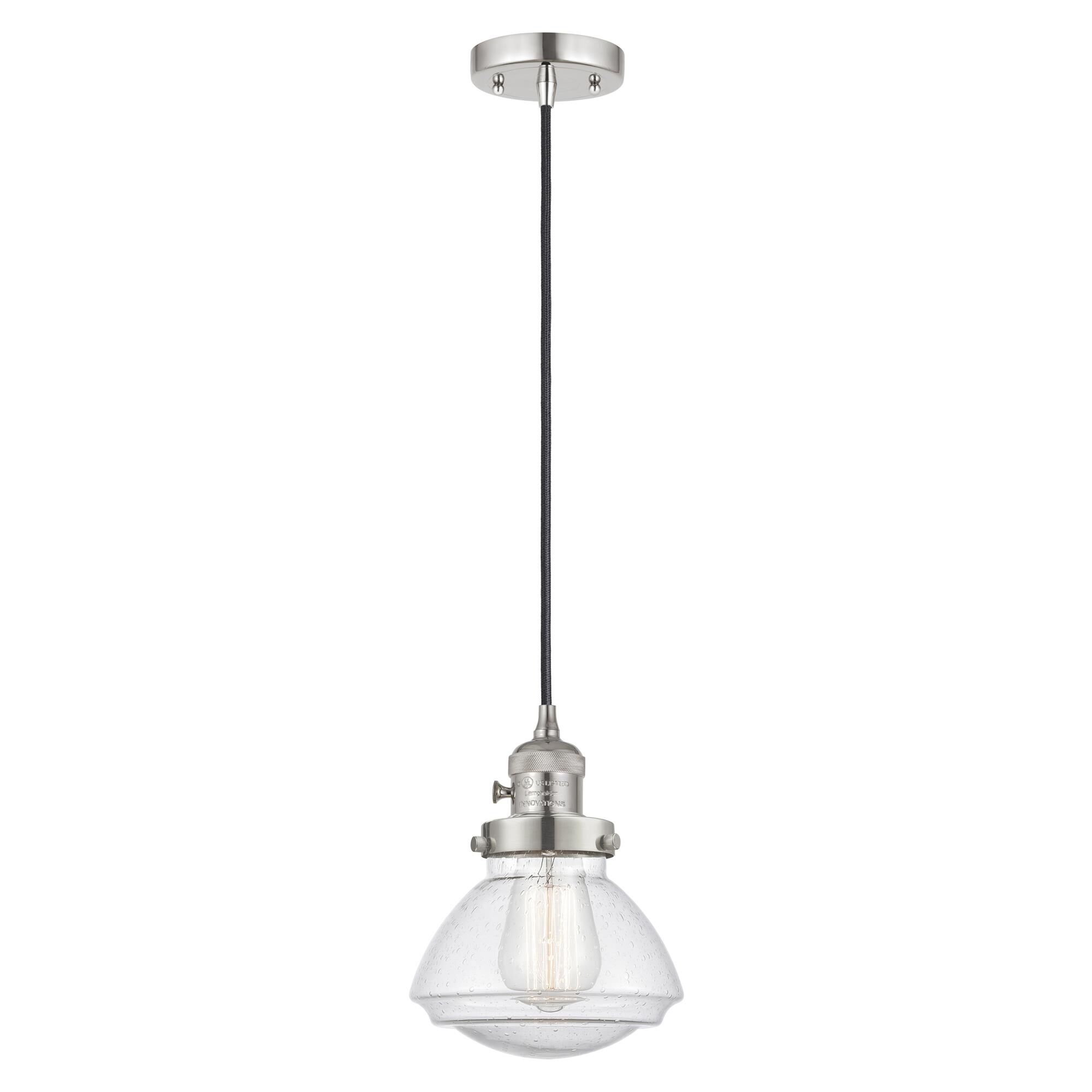 Shown in Polished Nickel finish and Seedy glass