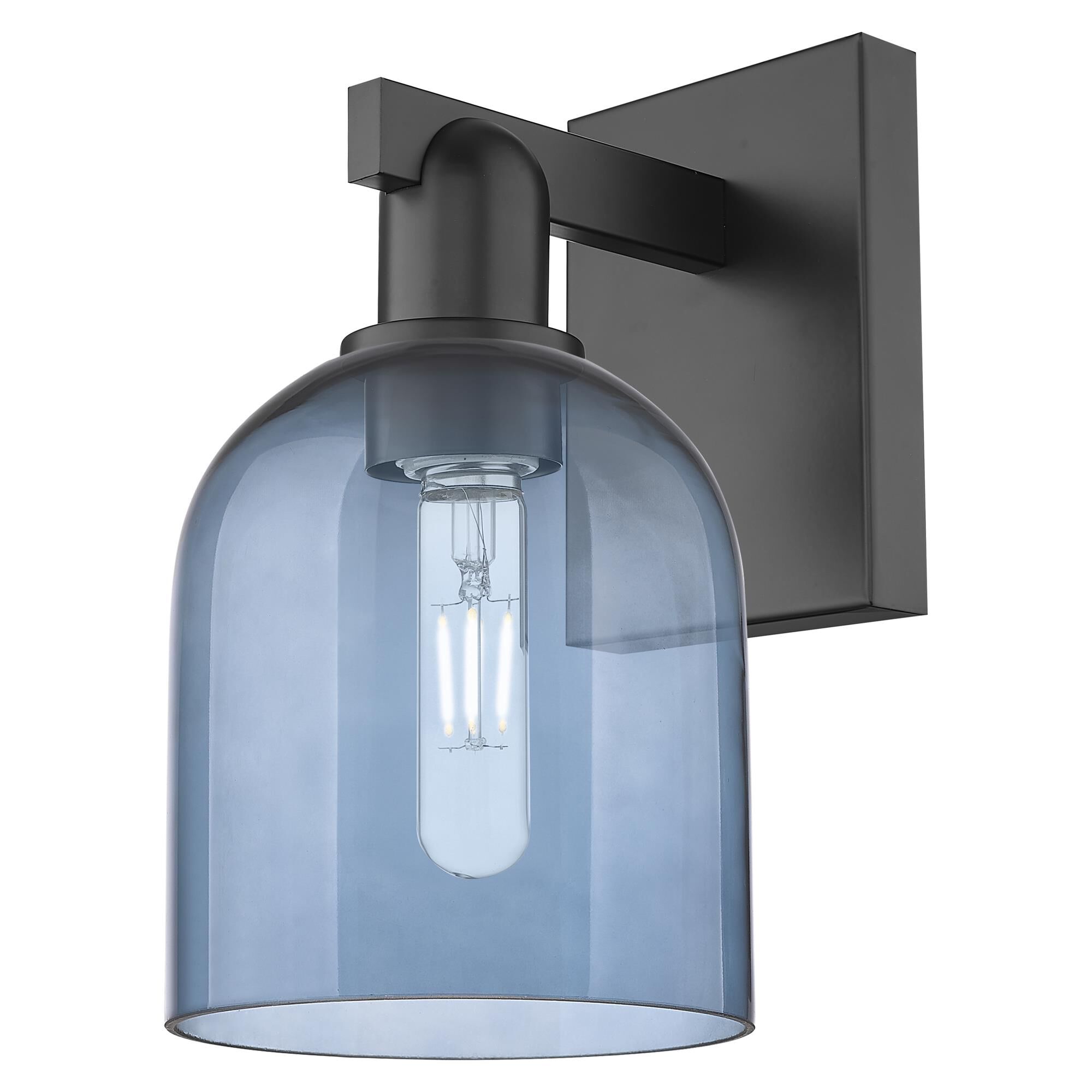 Shown in Matte Black finish and Blue glass