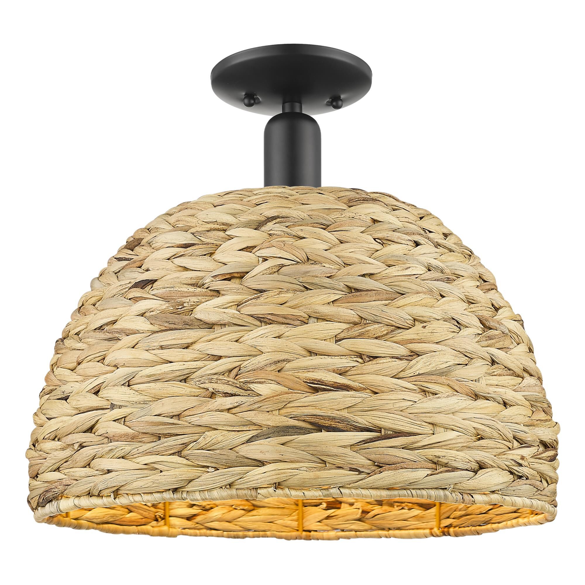 Bruno Marashlian Woven Rattan 16 Inch Semi Flush Mount by Innovations Lighting