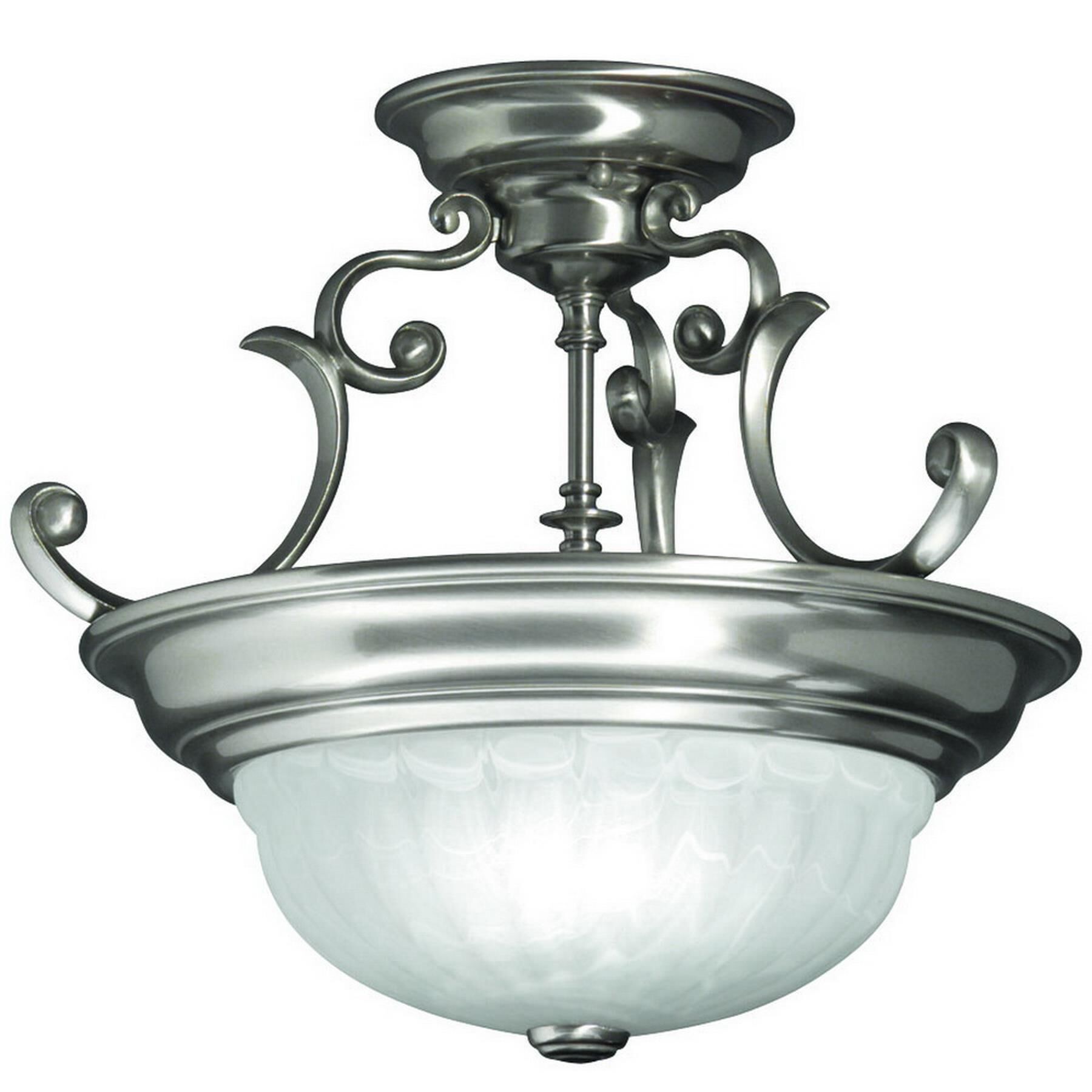 Shown in Satin Nickel finish and Alabaster glass